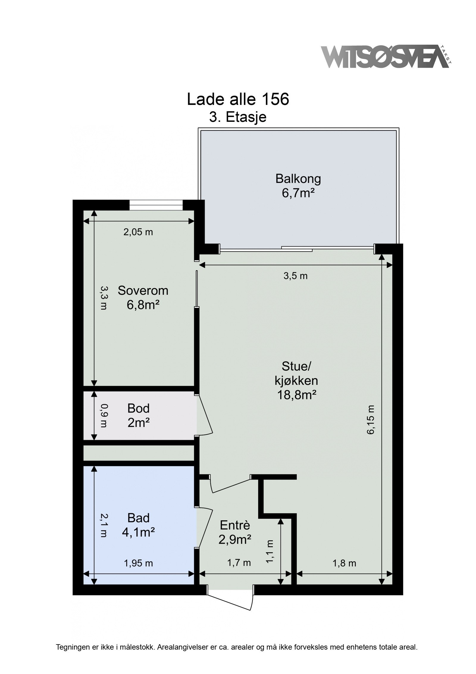 Planskisse med arealoppmåling. Galleribilde