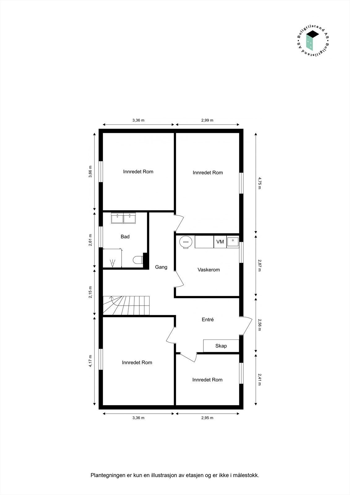 Oppmålt planløsning underetasje Galleribilde