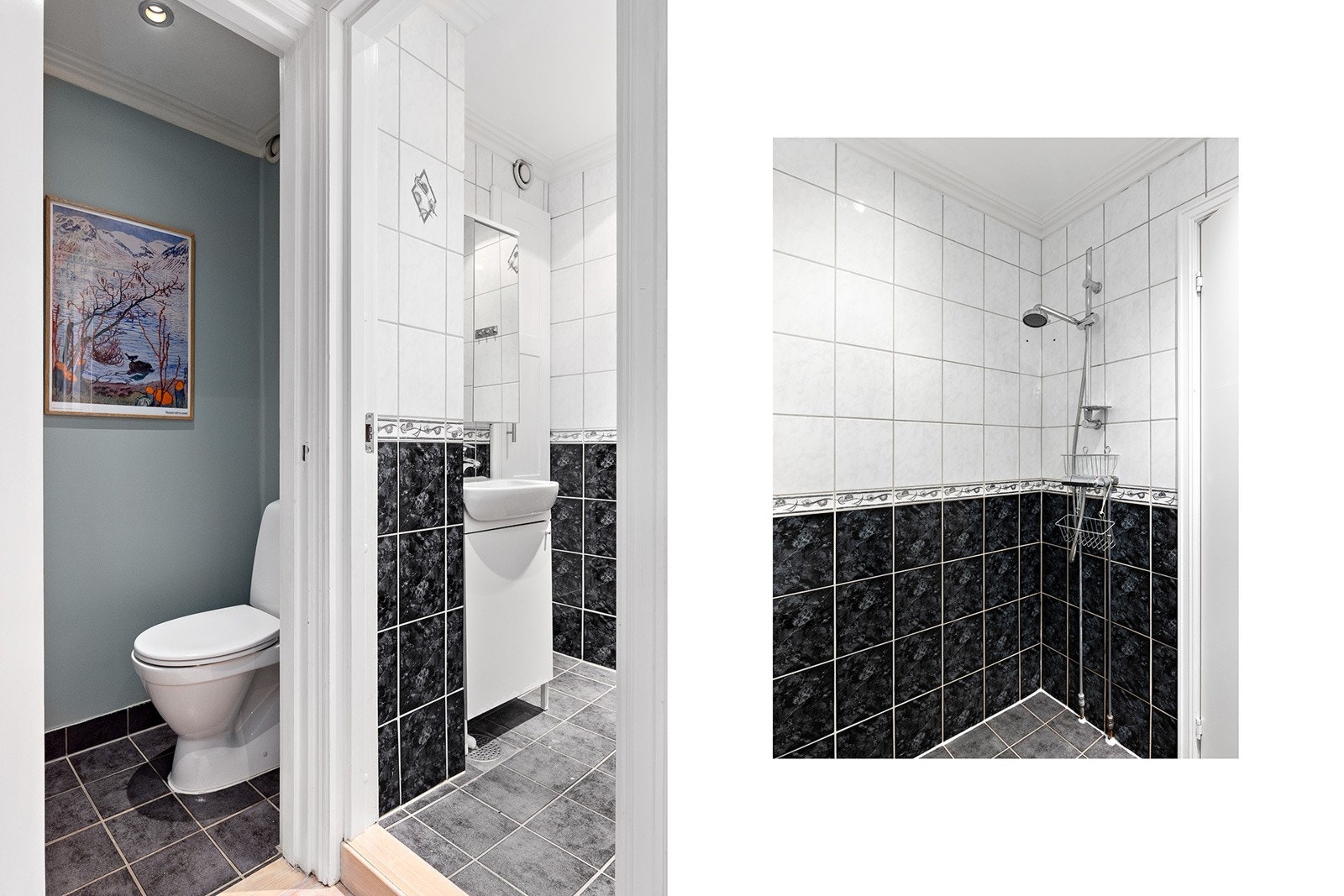 Flislagt bad med varmekabler. Separat toalett Galleribilde