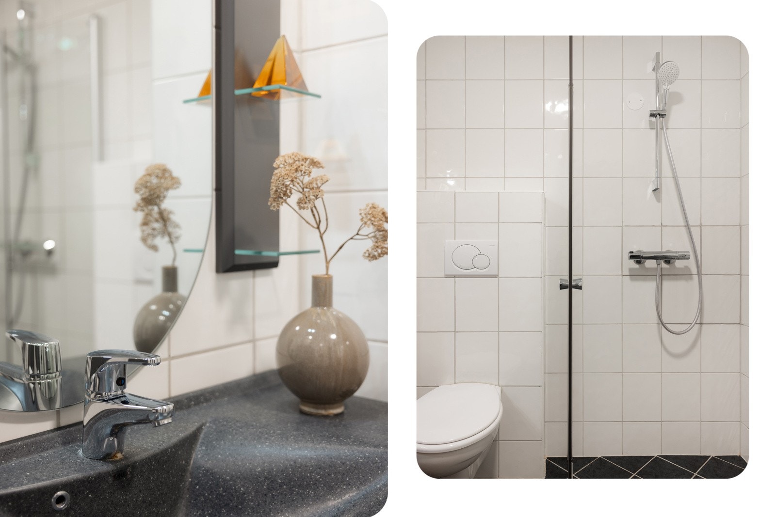 Praktisk bad med dusjhjørne Galleribilde