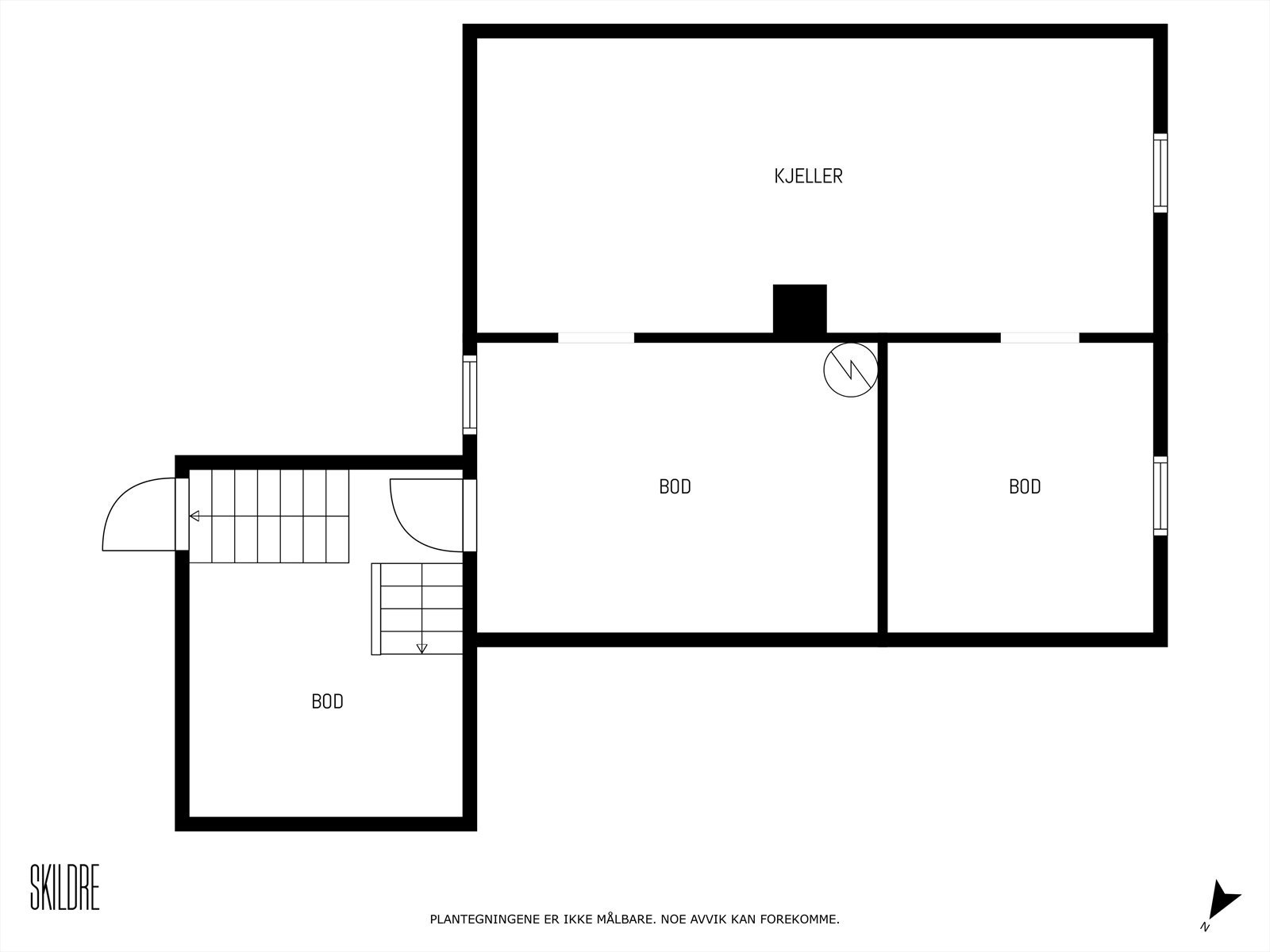 Kjeller med fire boder, perfekt for lagring. Enkel adkomst via inn- og utvendig trapp. Galleribilde
