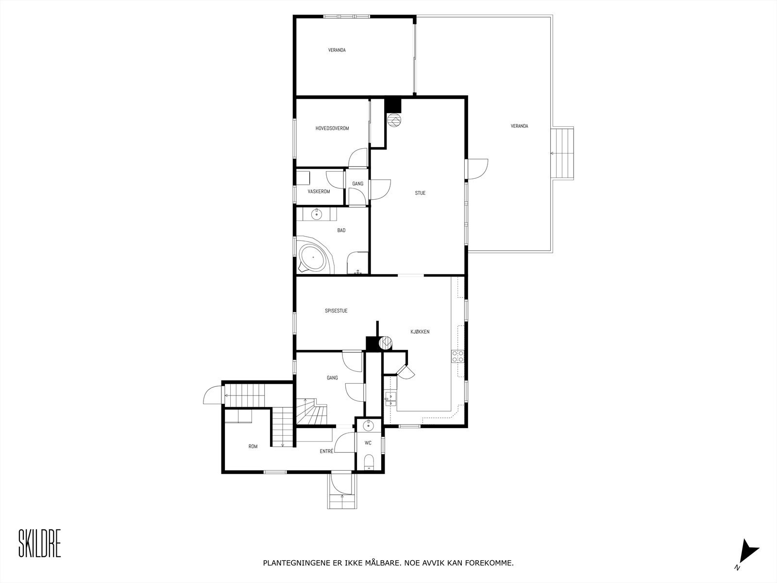 Planskisse 1.etg. hovedhus. Galleribilde