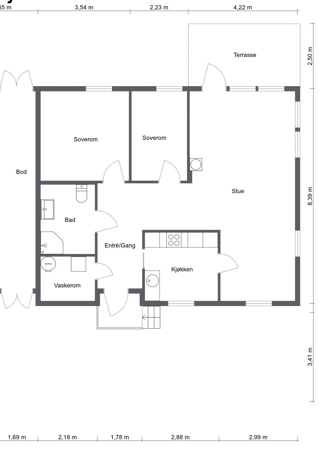 Plantegning for 1. etasje til hovedbolig Galleribilde
