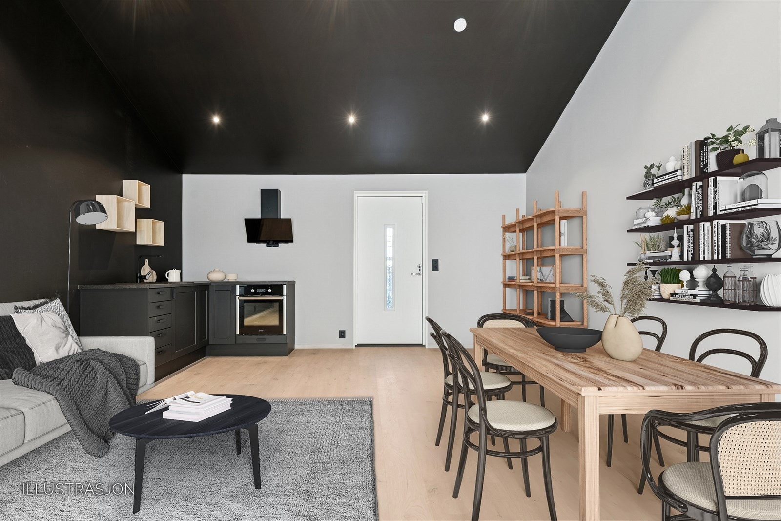 Kjøkkenet i tilbygget har integrert platetopp og stekeovn, samt ventilator med kullfilter. Galleribilde