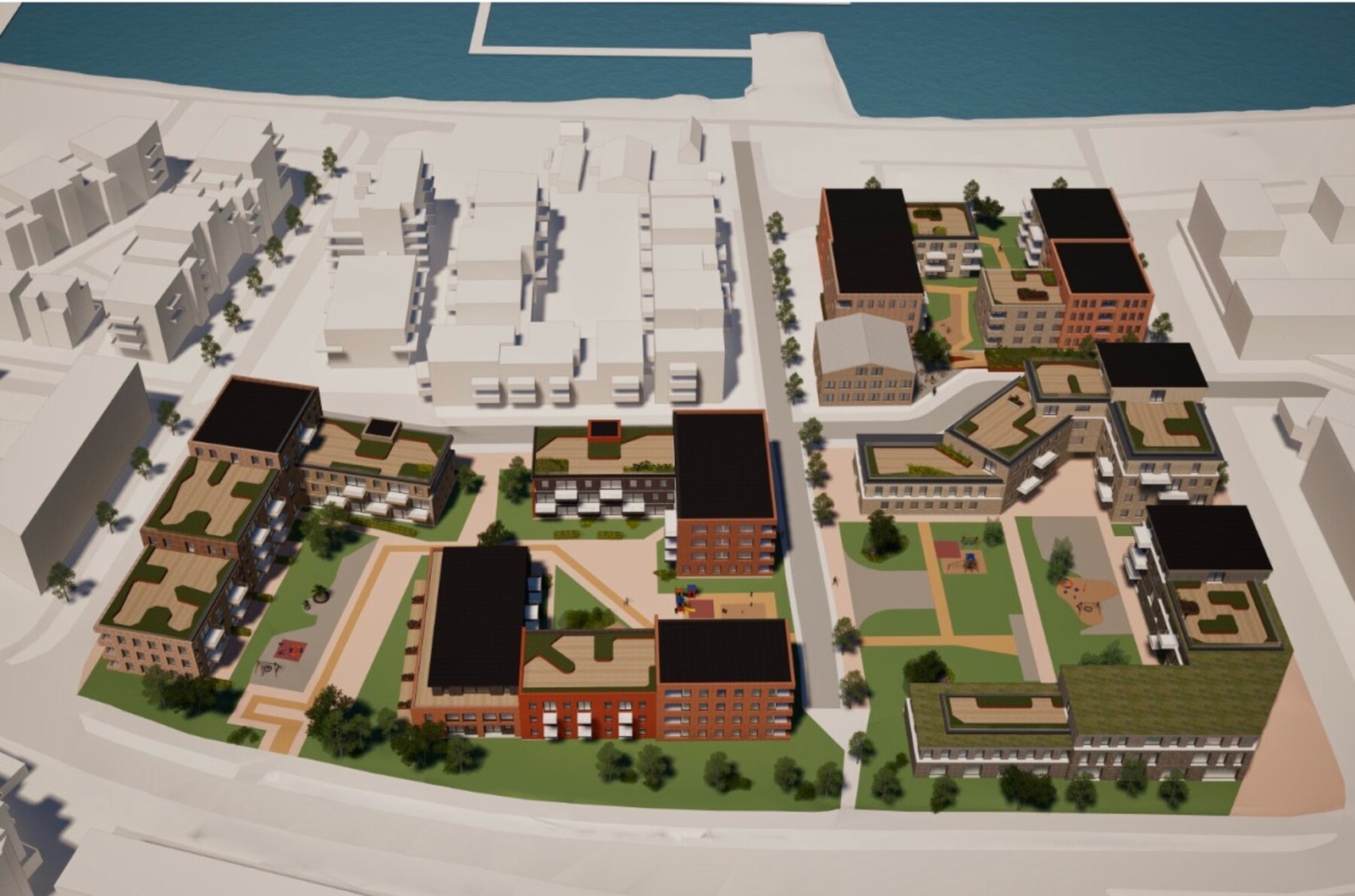 Tegning over mulig utbygging Bankløkka - NB! Ikke godkjent eller vedtatt - kun forslag Galleribilde