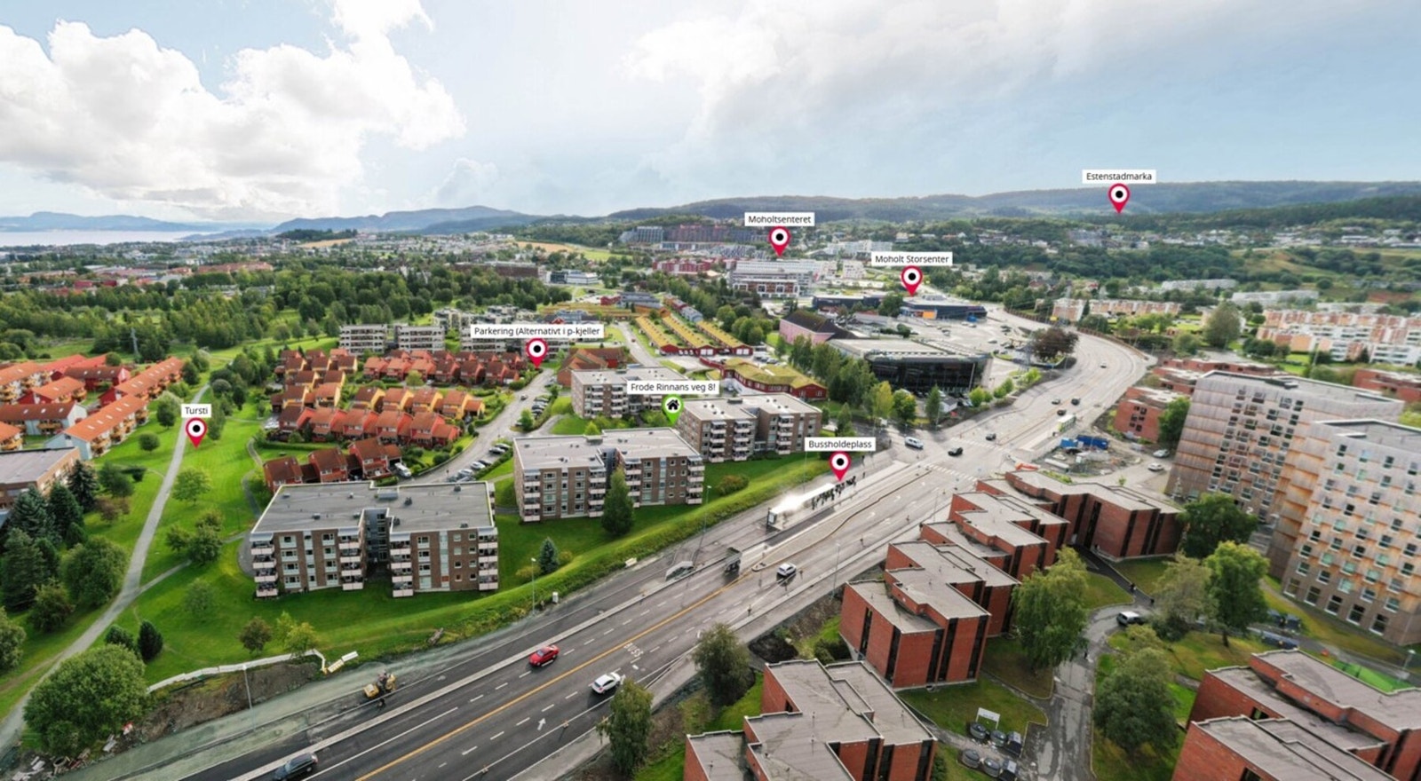 Klikk deg inn på "360-visning" - ikonet og gjør deg kjent med nabolaget. Husk visningspåmelding! Galleribilde