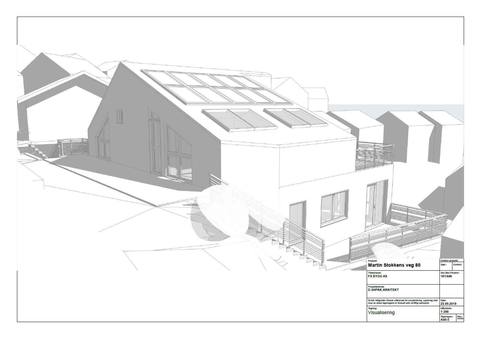 Det gjøres oppmerksom på at tegninger av huset ikke er søkt om, men er fra en forhåndskonferanse fra 2019. De er dermed ikke lengre gjeldene. Kjøper står fritt til å bruke illustrasjonene som inspirasjon, men står selv ansvarlig for å søke om godkjenning Galleribilde