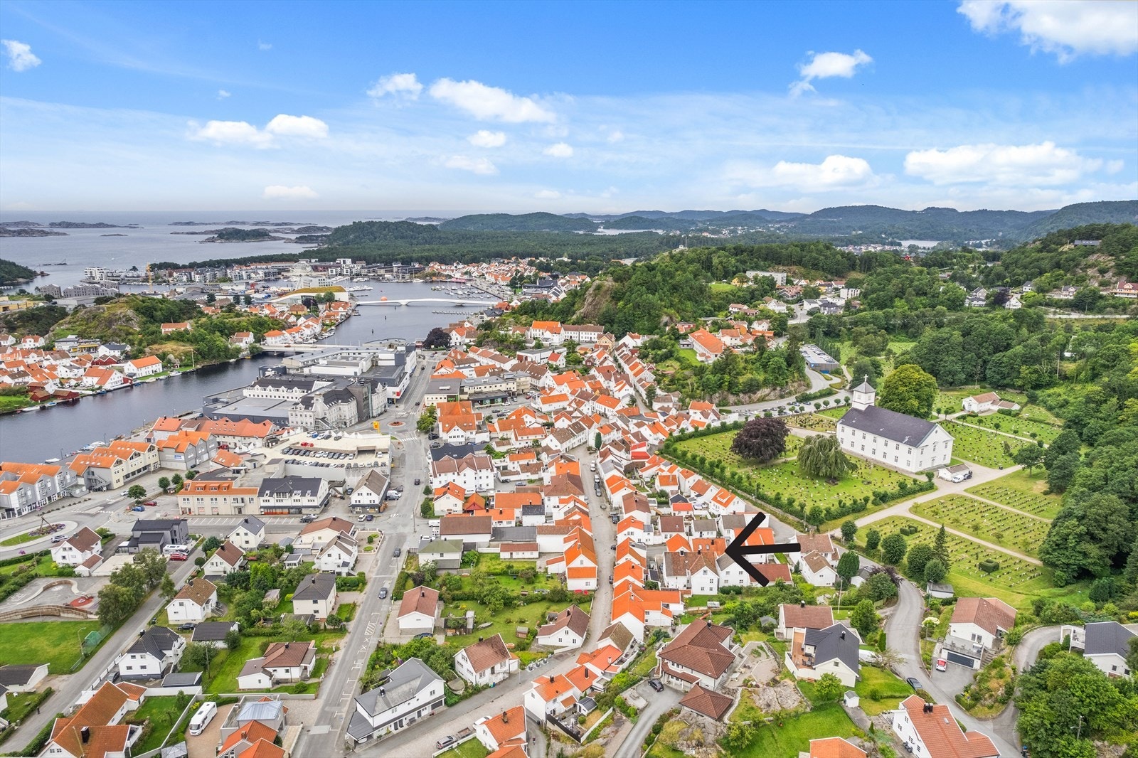 Her ser vi nærheten til Mandal sentrum Galleribilde