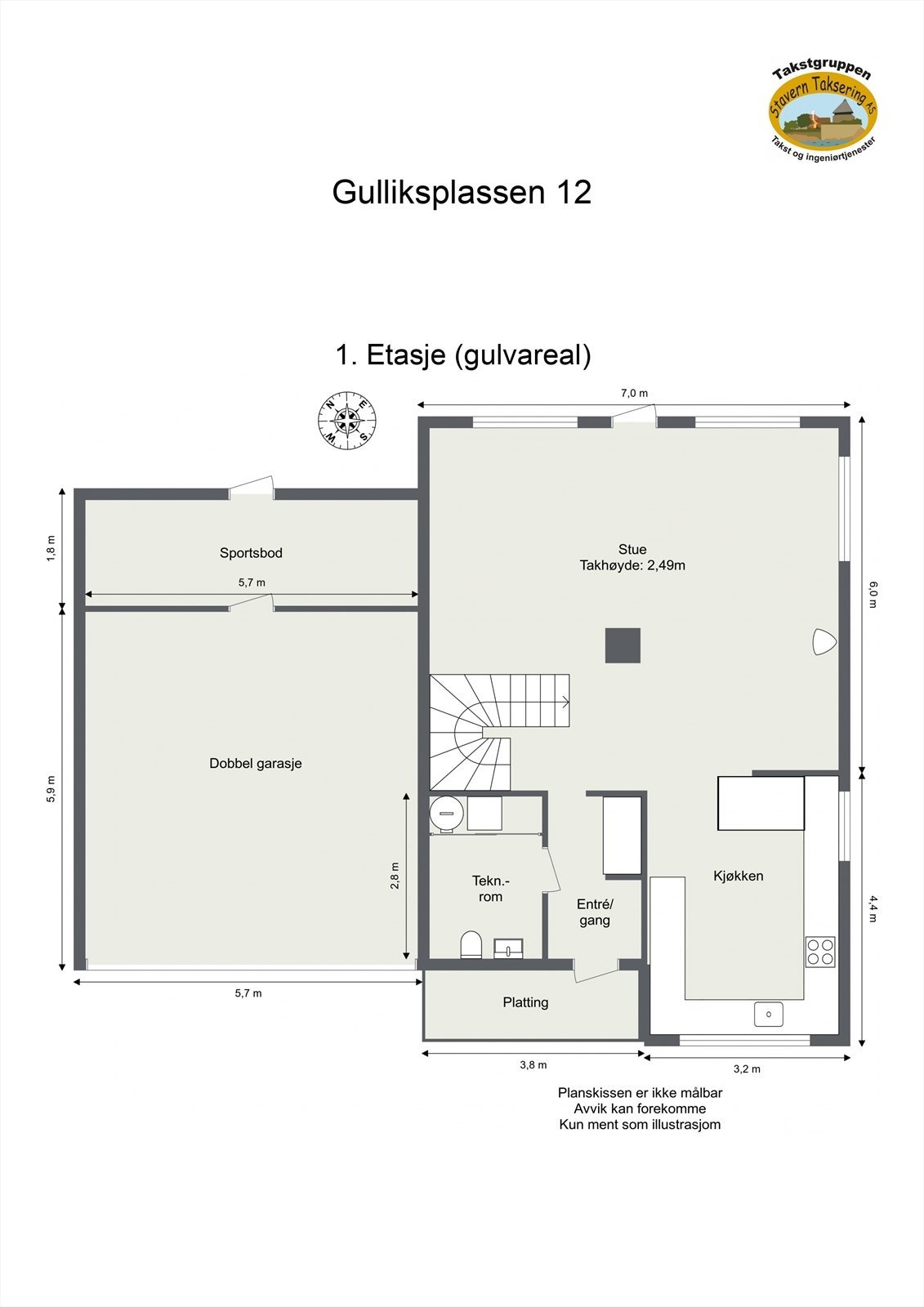 Plantegning 1. etasje Galleribilde