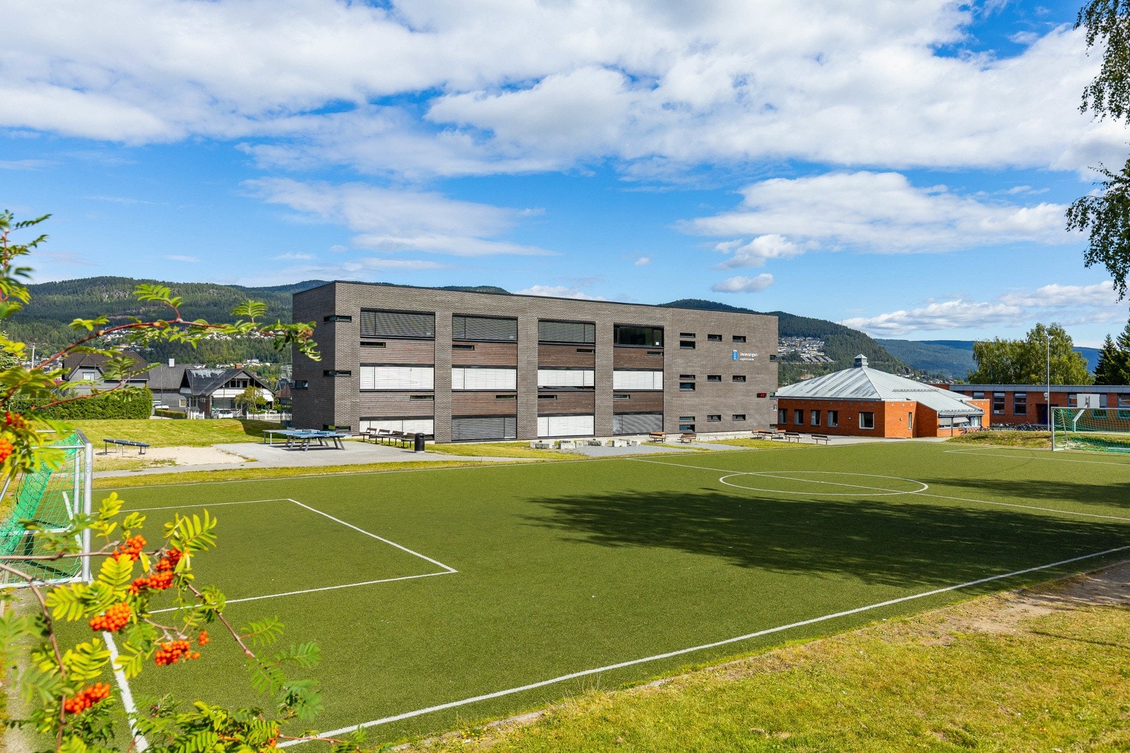 Veiavangen ungdomsskole ligger en kort spasertur fra boligen, med fotballbane Galleribilde