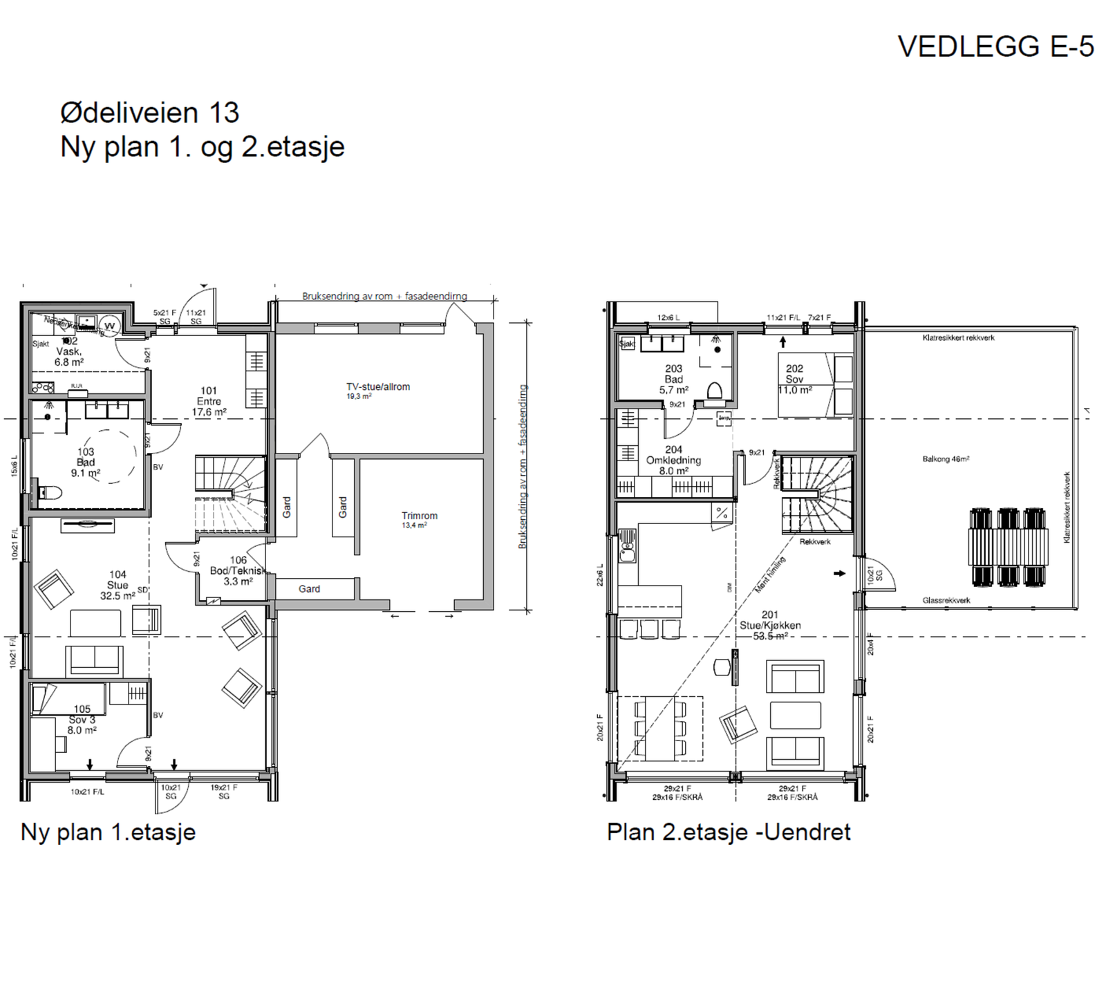 Det foreligger rammetillatelse på innlemming av garasjen ti hoveddel, samt bygging av ny garasje med loft Galleribilde