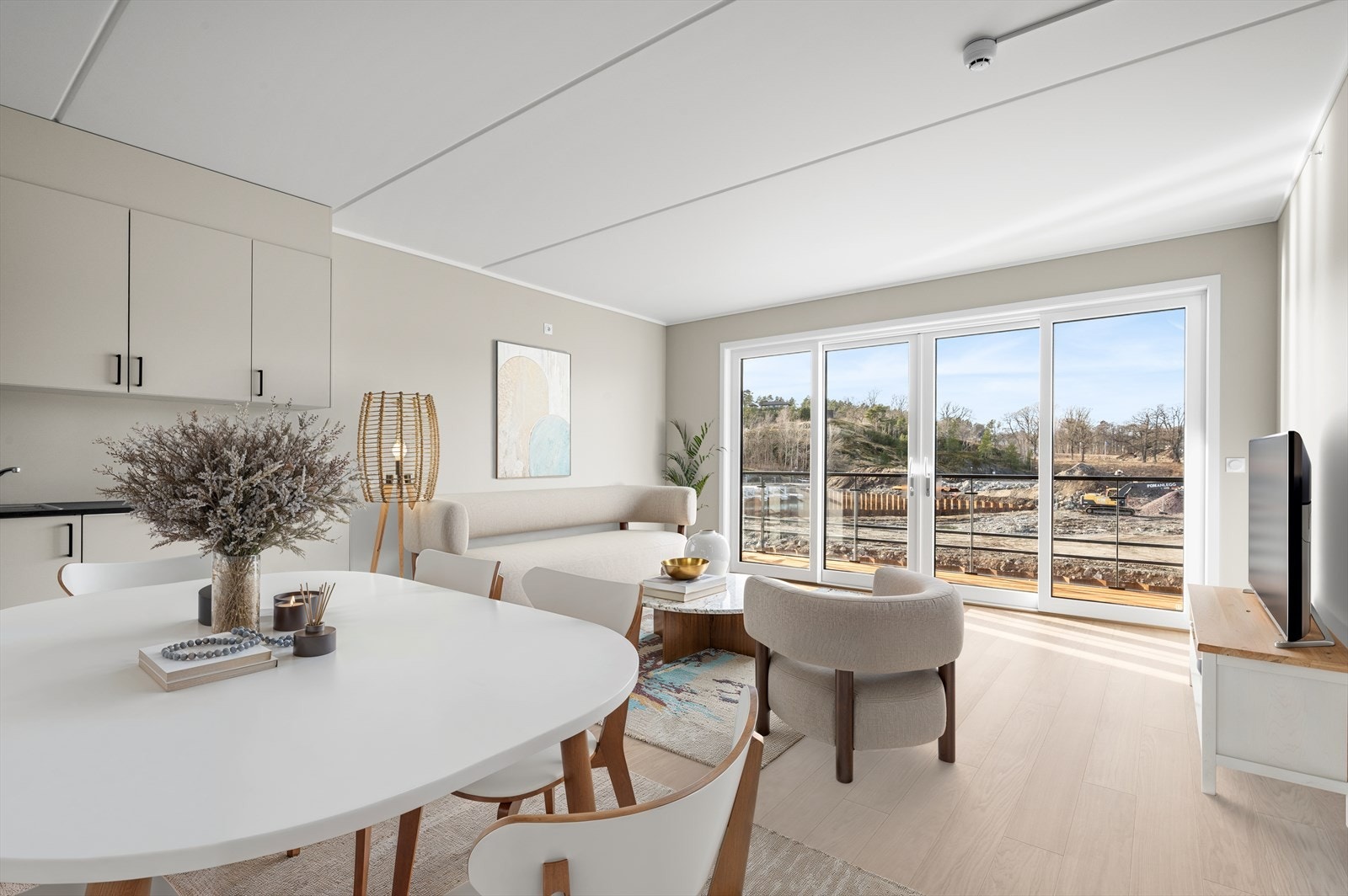 Leiligheten har en gjennomført god standard. Bildet er digitalt møblert. Galleribilde