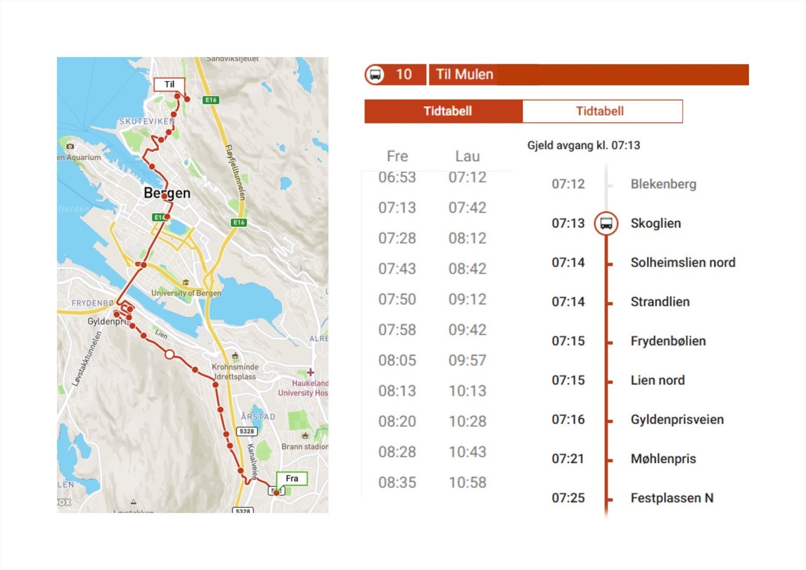 Fra busstoppet like bak blokken går det hyppige busser til sentrum og Wergeland med overgang til bybanen mot flyplassen. Galleribilde