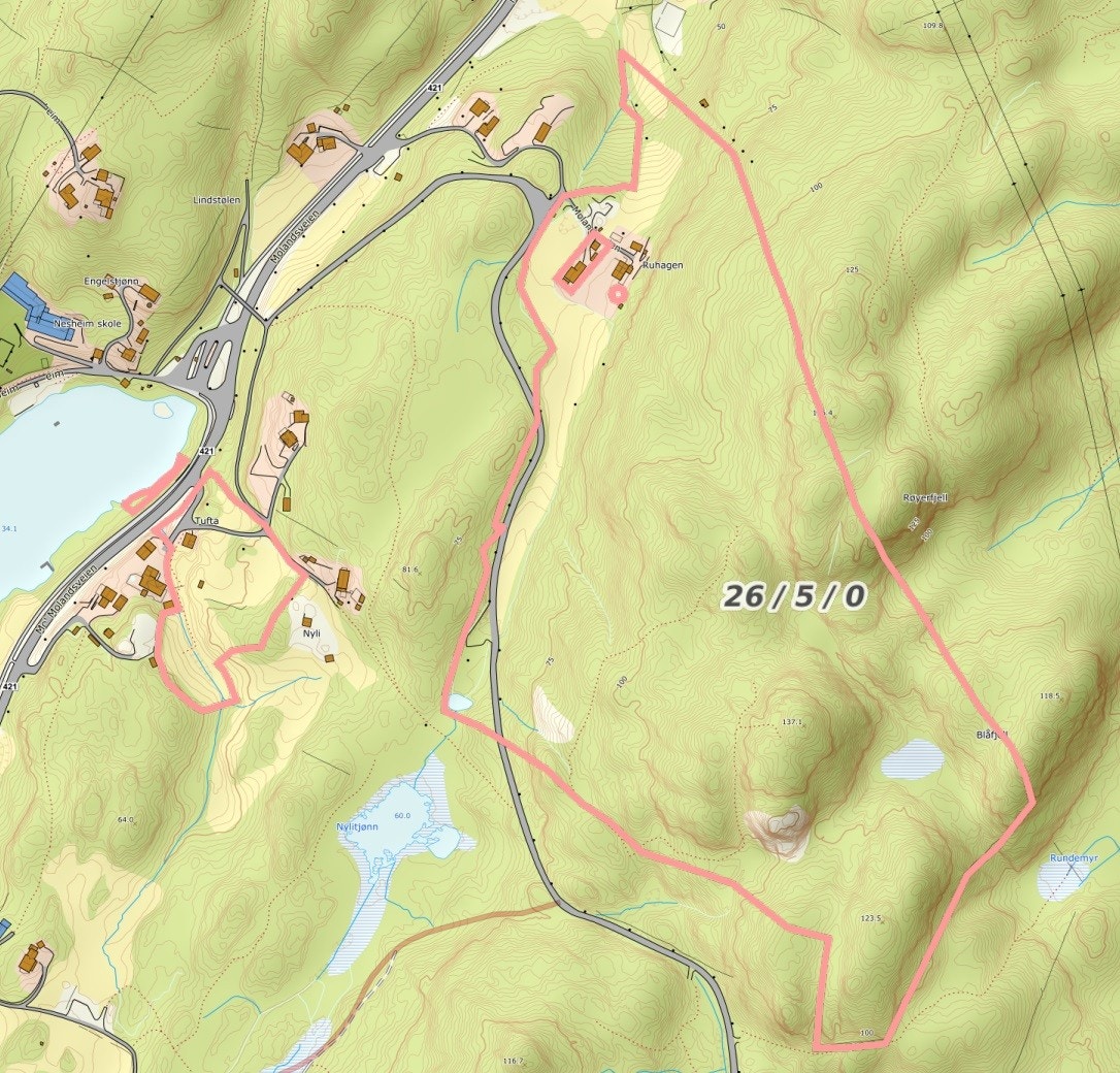 Eiendommen består av to parseller og er på tilsammen ca 217 daa Galleribilde
