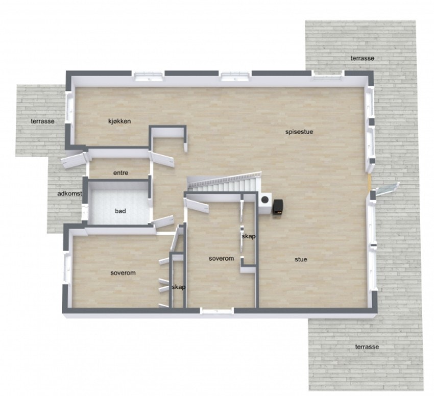 Plantegning 1. etasje Galleribilde