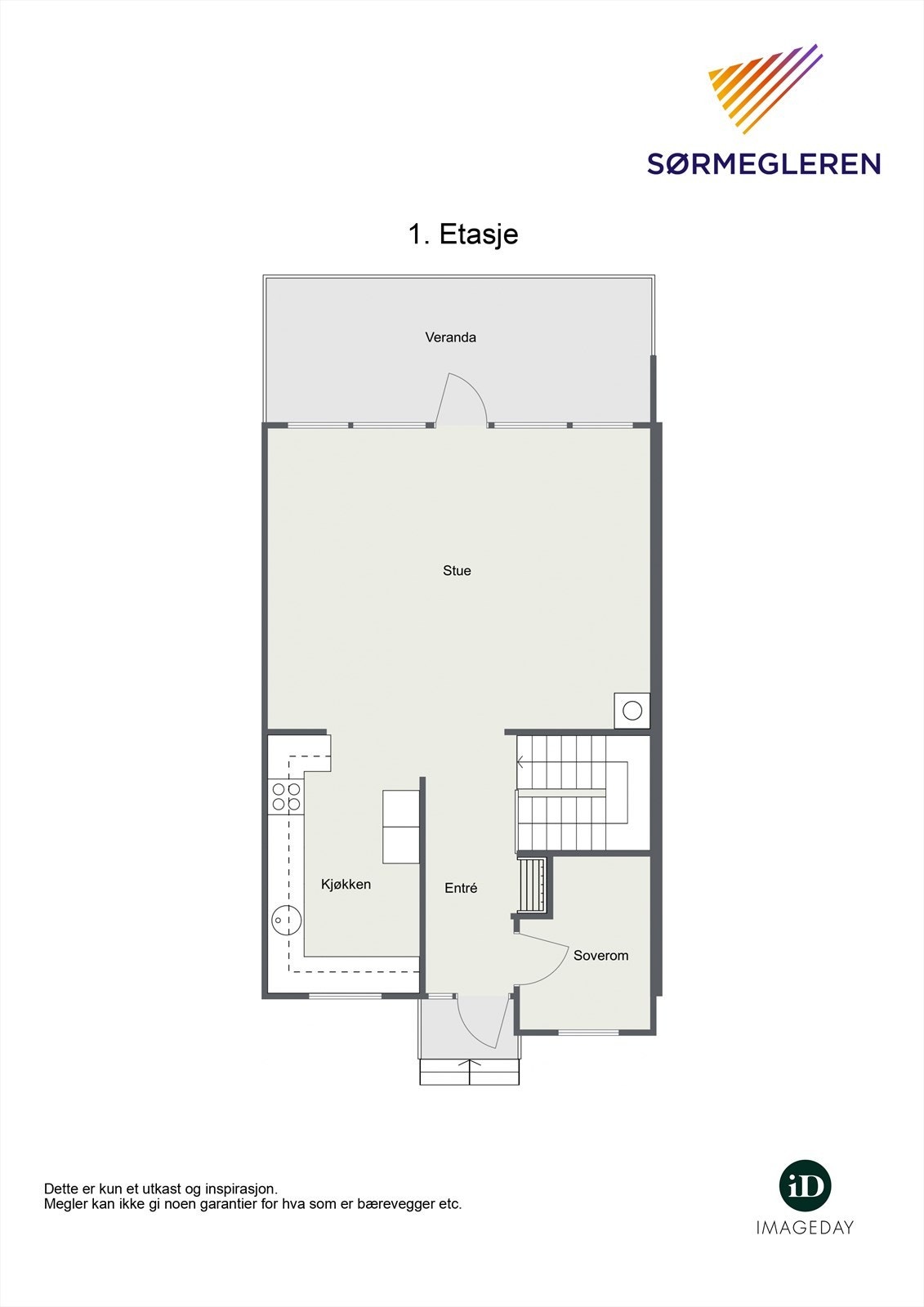 1. Etasje
(Soverommet er godkjent som "sport" og er ikke omsøkt) Galleribilde