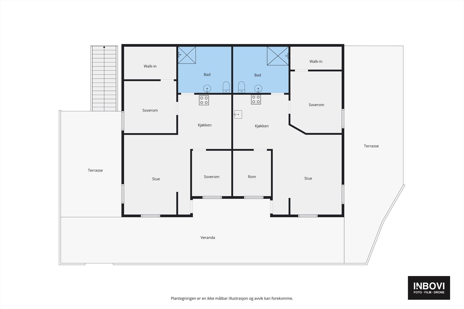 Plantegning underetasje med to identiske leiligheter Galleribilde