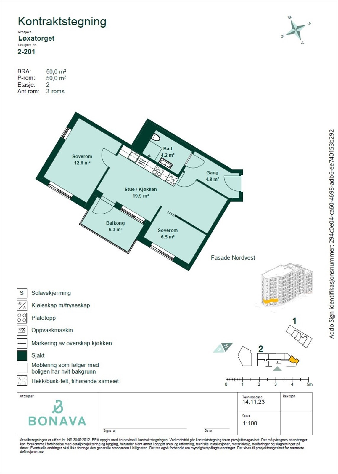 Plantegning fra utbygger. Det medfølger også én kjellerbod. Galleribilde