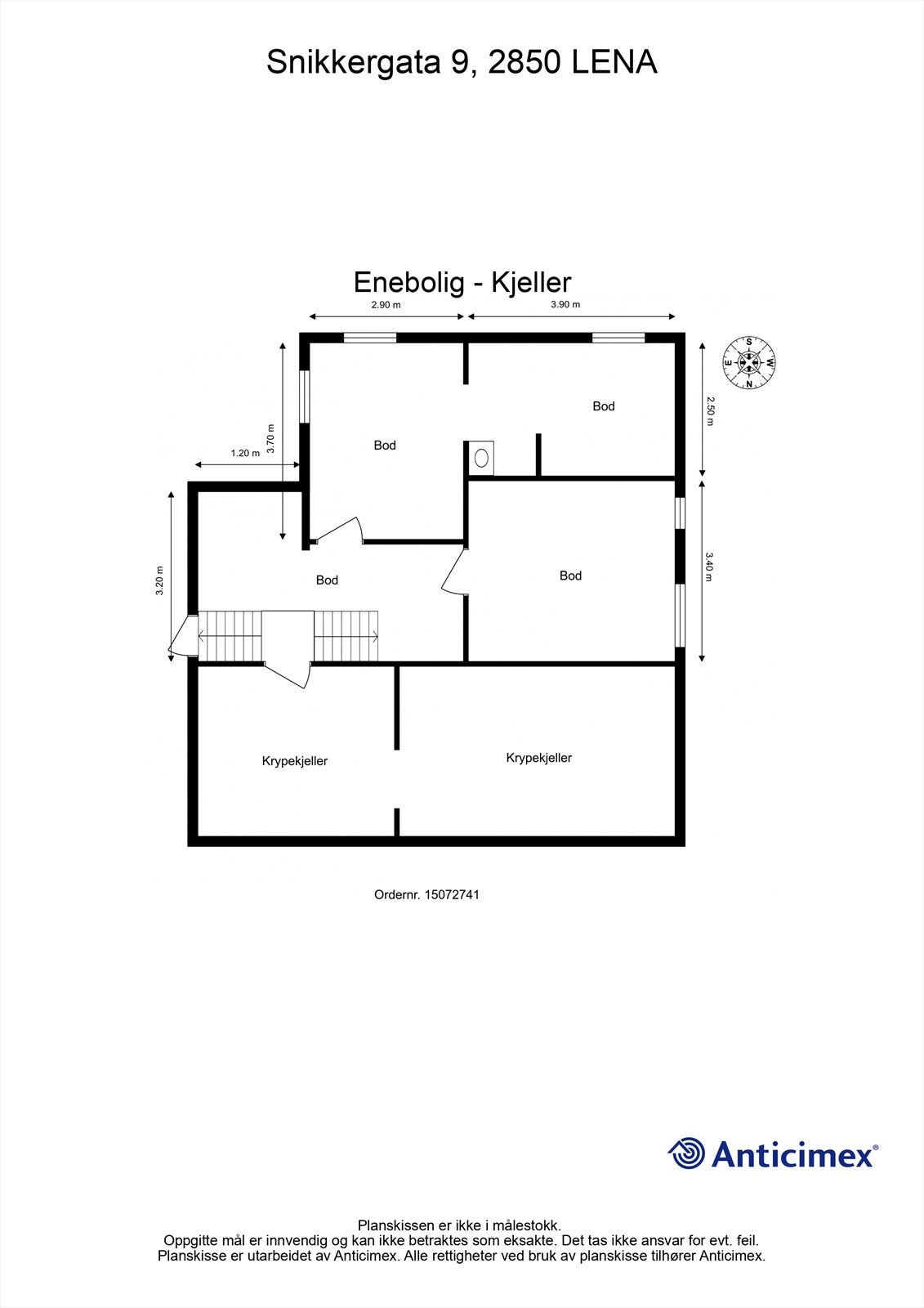 Plantegning Enebolig - Kjeller. Galleribilde