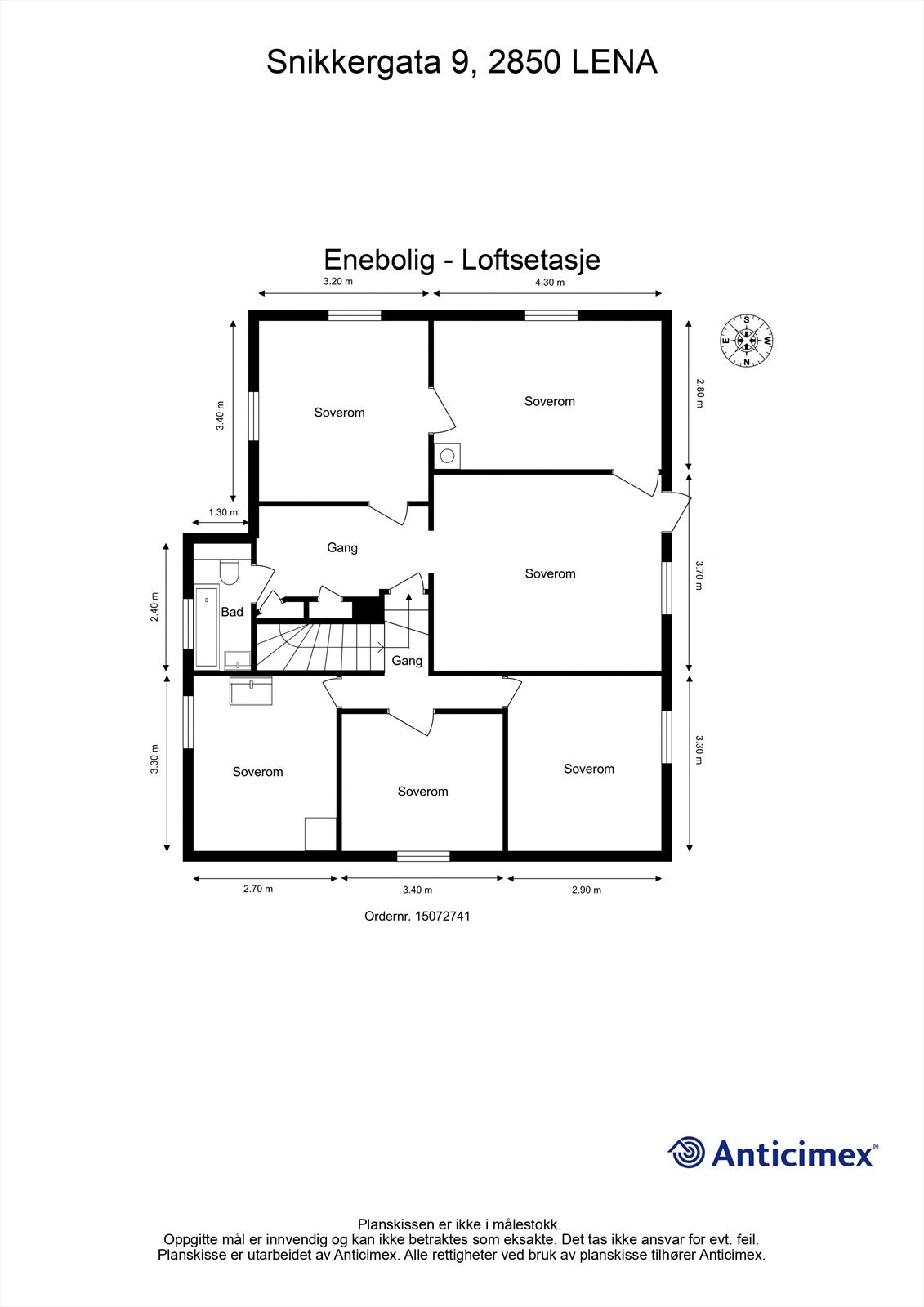 Plantegning Enebolig - Loftsetasje Galleribilde