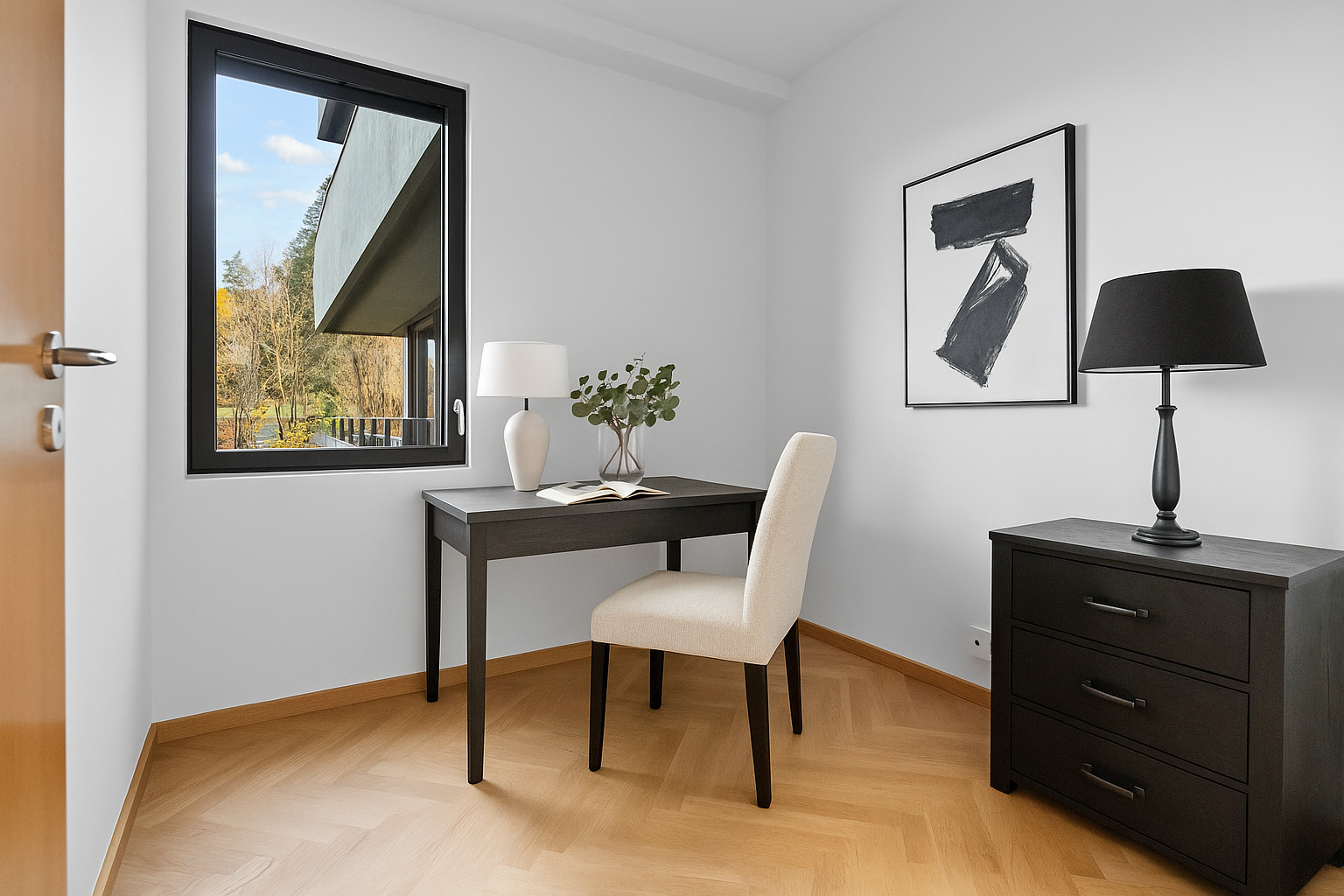 Soverom 2. Bildet er møblert ved hjelp av AI. Galleribilde