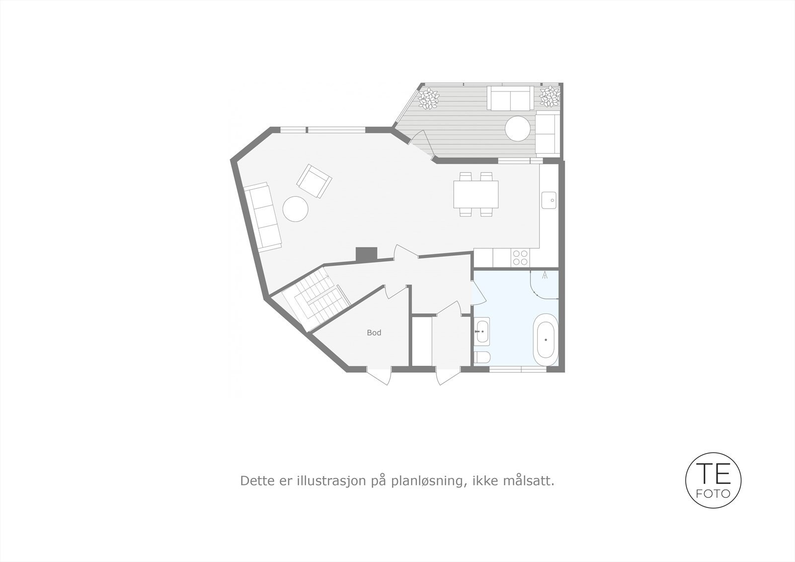 Plantegning hovedetasje. Galleribilde