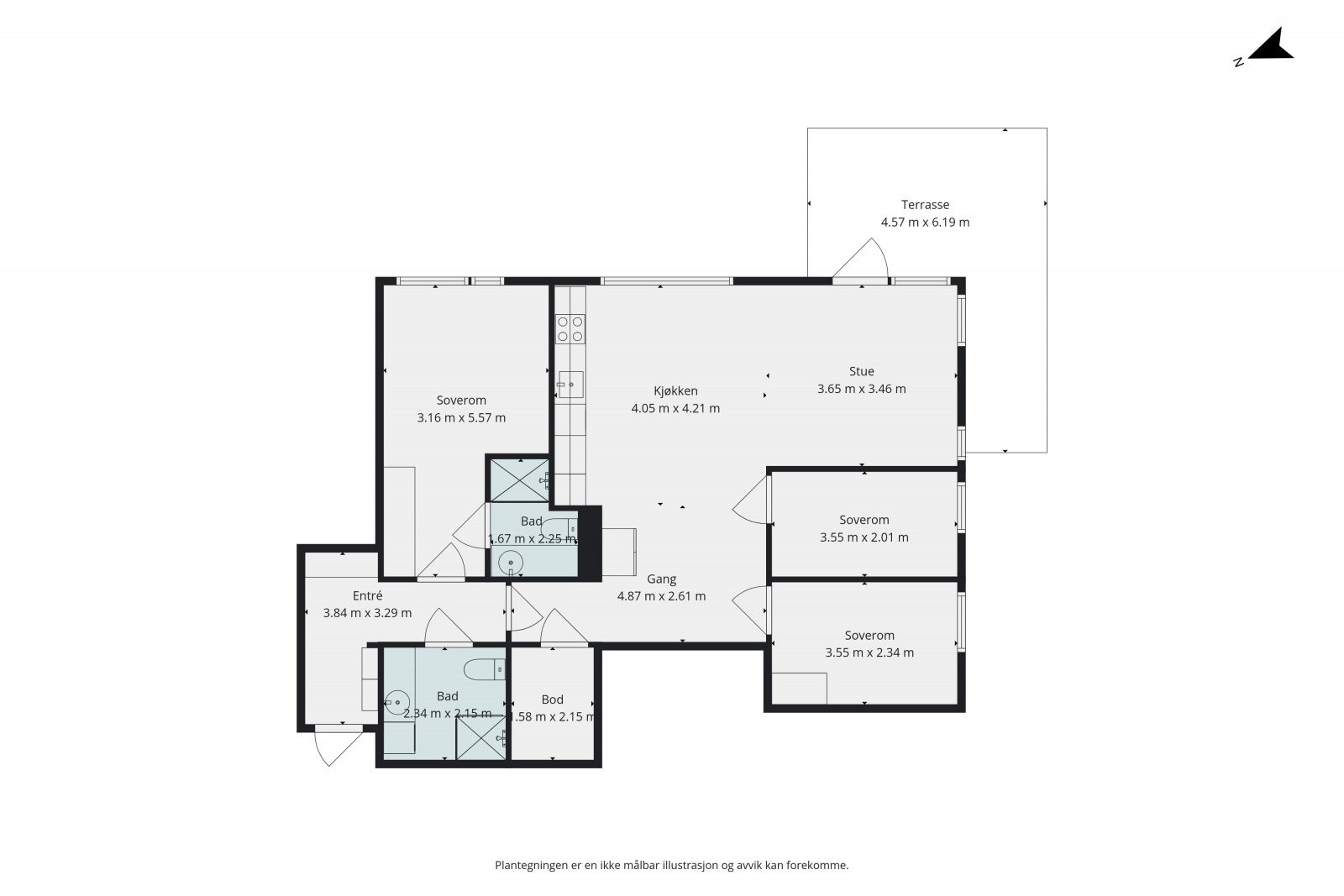 Hjørneleilighet med god planløsning. Galleribilde