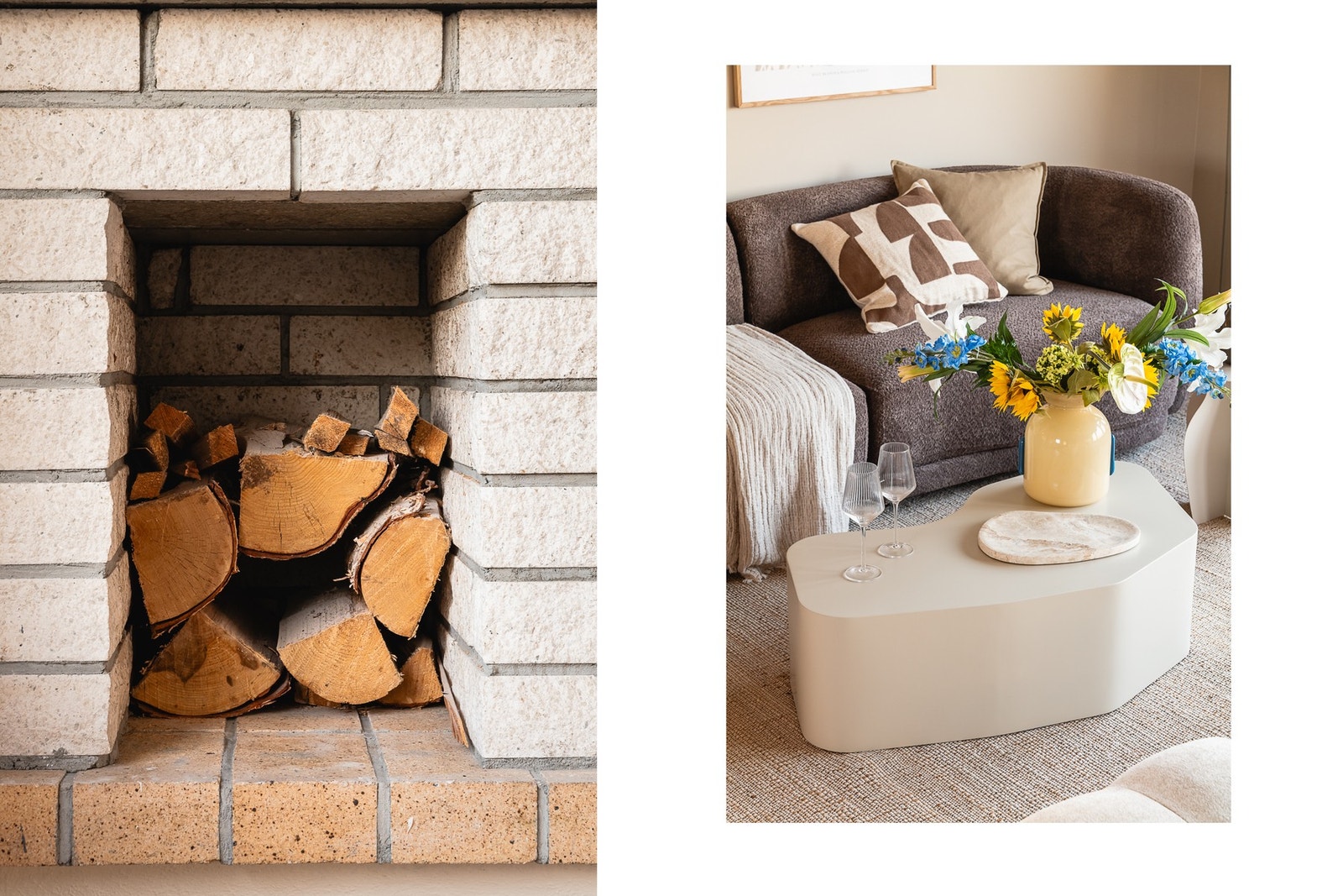 På de kaldere høst-og vinterdagene er det både koselig og praktisk med en peis i stuen. Galleribilde