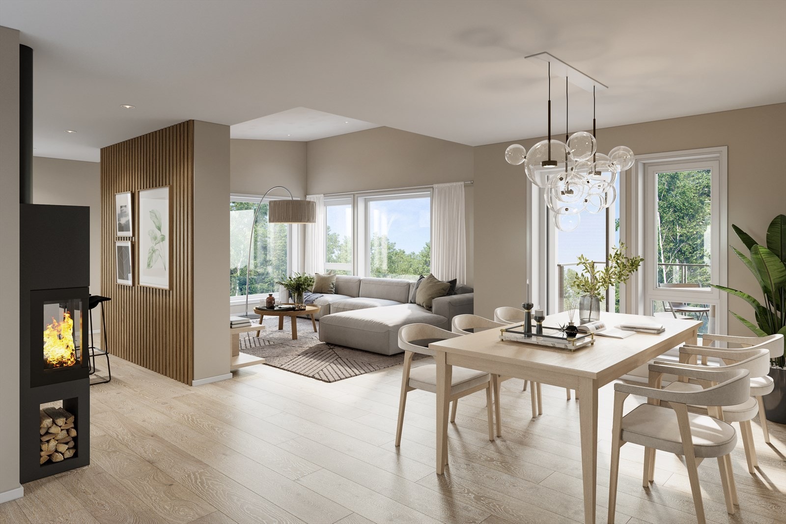 Leveransen fra ABCHus inkluderer blant annet: Smarthus-løsning for styring av lys og varme, parkett i alle oppholdsrom, flis på bad, entrè, sportsbod og vaskerom. Galleribilde