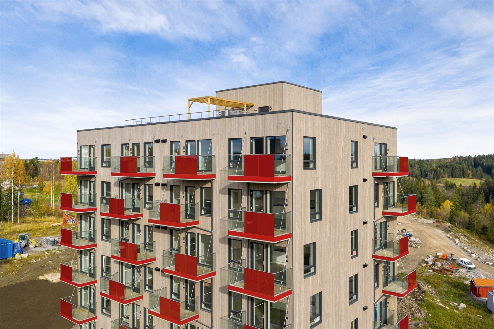 Bygget har en moderne fasade og byr på gode, velholdte fellesområder. Galleribilde