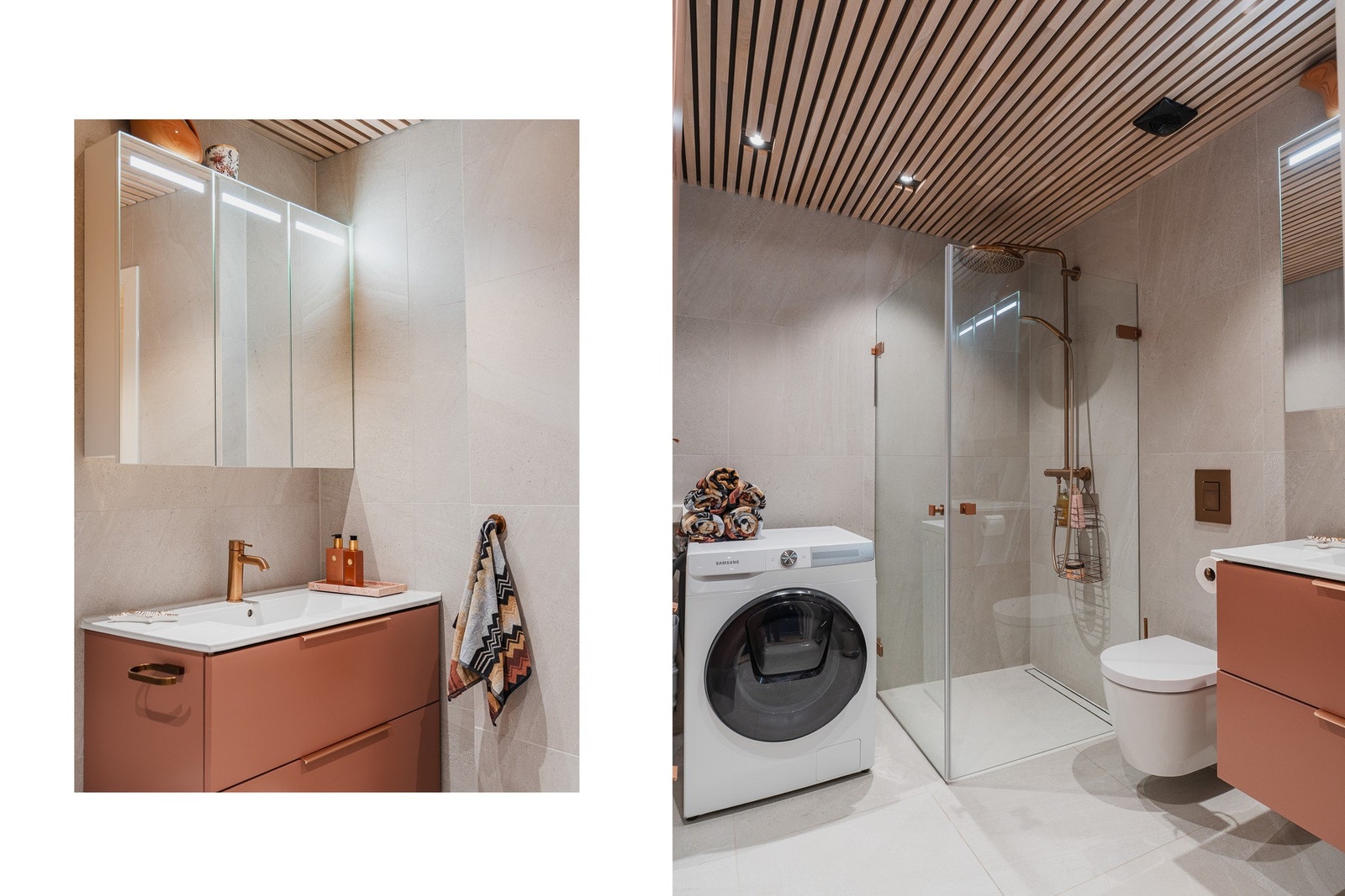 Tile insert slukrist i samme utførelse som flis. Eikespiler fra Jønland i taket Galleribilde