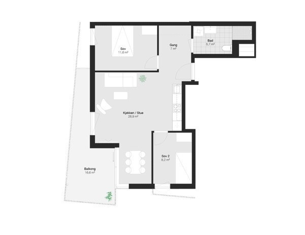 Plantegning over leilighet Galleribilde