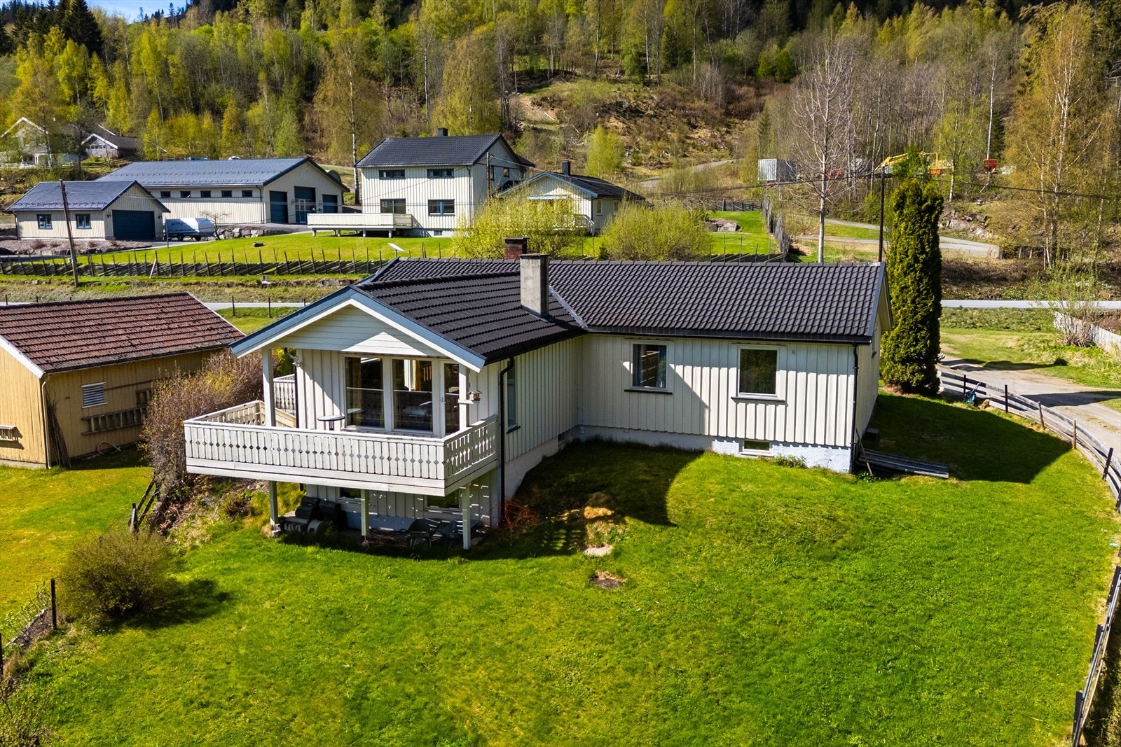 Tomt med plen og beplantning. Galleribilde