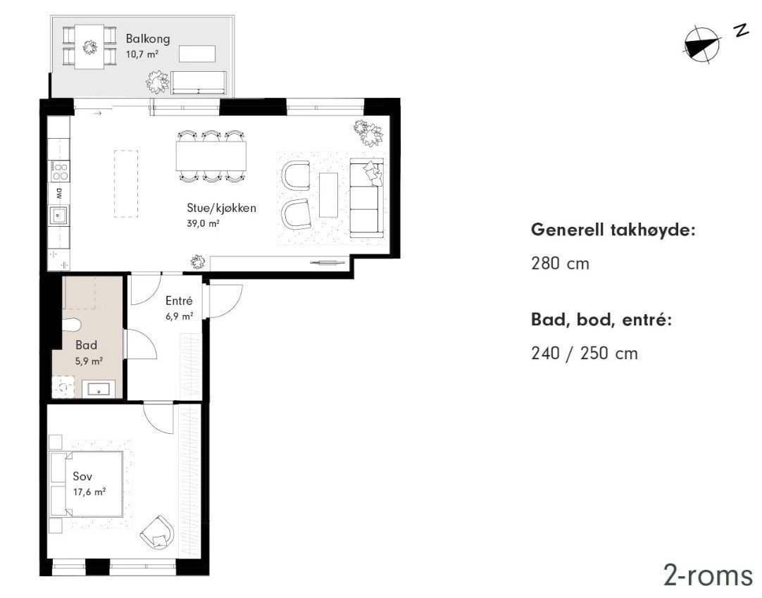 Leilighet 4 - Leiligheten her har likt bad som i leilighet 2, samt lik kjøkken løsning. Galleribilde