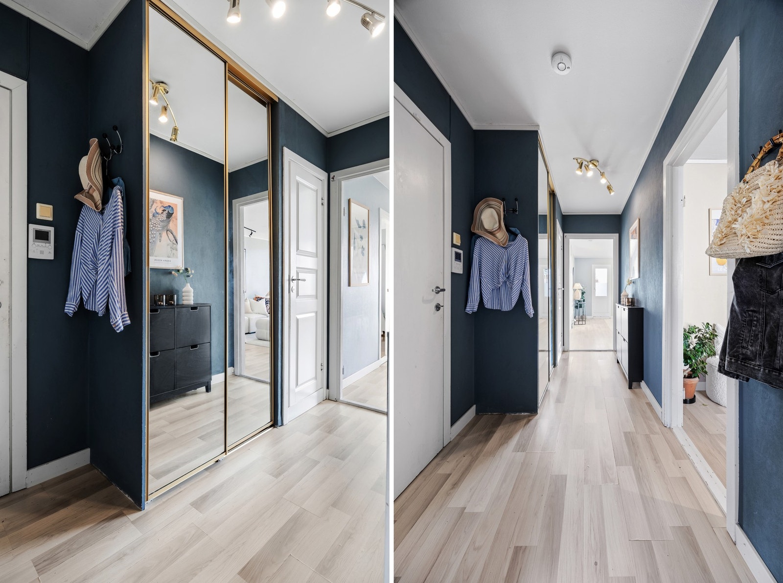 Innbydende entré som har god plass til bekledning. Skyvedørsgarderobe med speilfronter er montert. Galleribilde