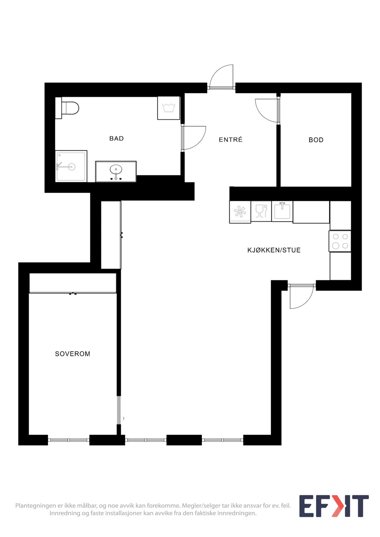 Leilighetens planløsning - Leilighet D, snr. 3. Galleribilde