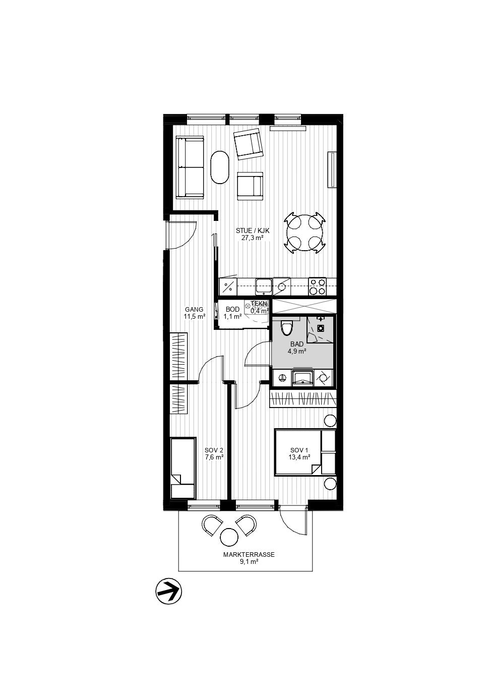 70 kvm 1.etg Galleribilde