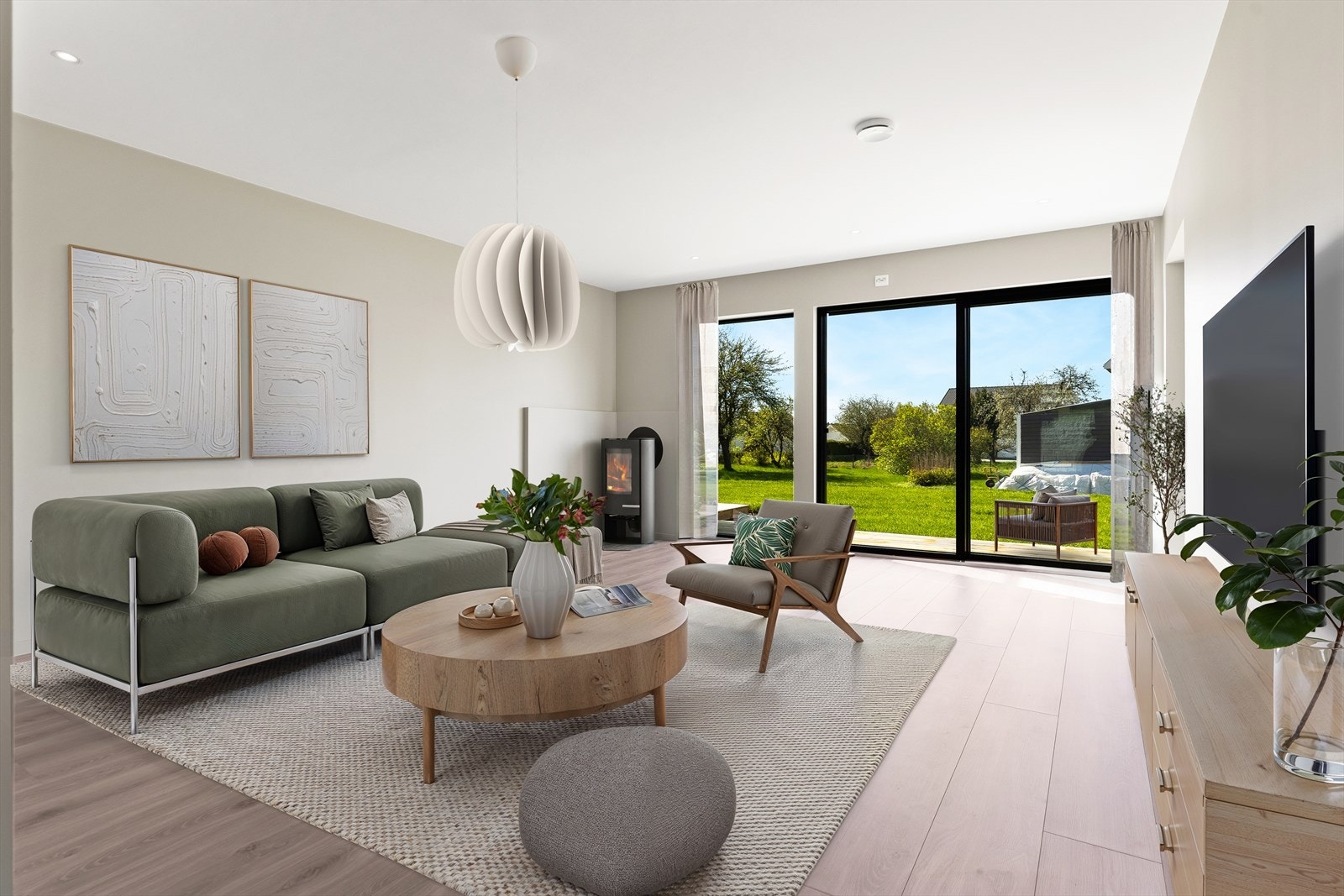 Velkommen til Engveien 12! (Digitalt møblert stuebilde) Galleribilde