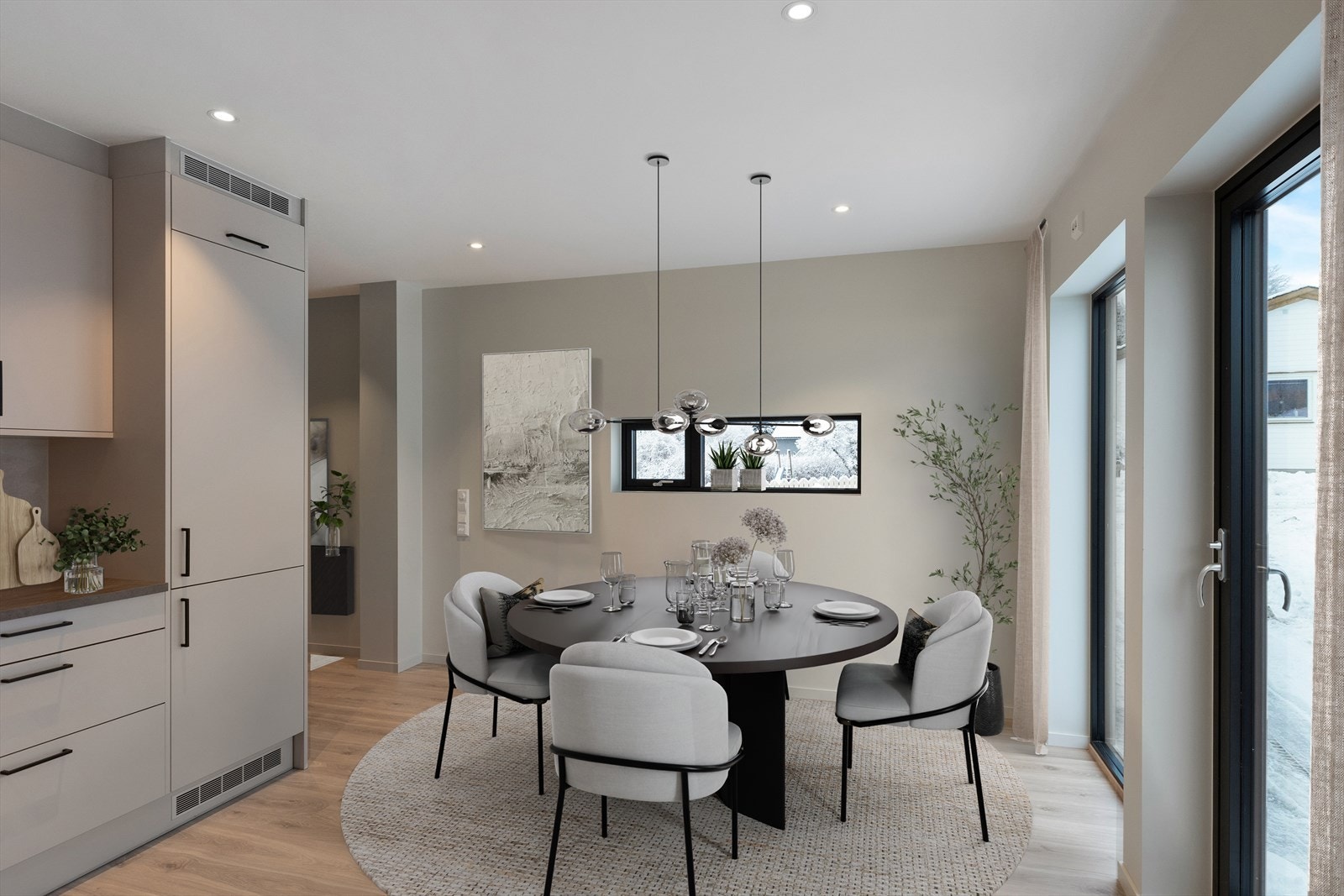 Kjøkken. (Digitalt møblert) Galleribilde