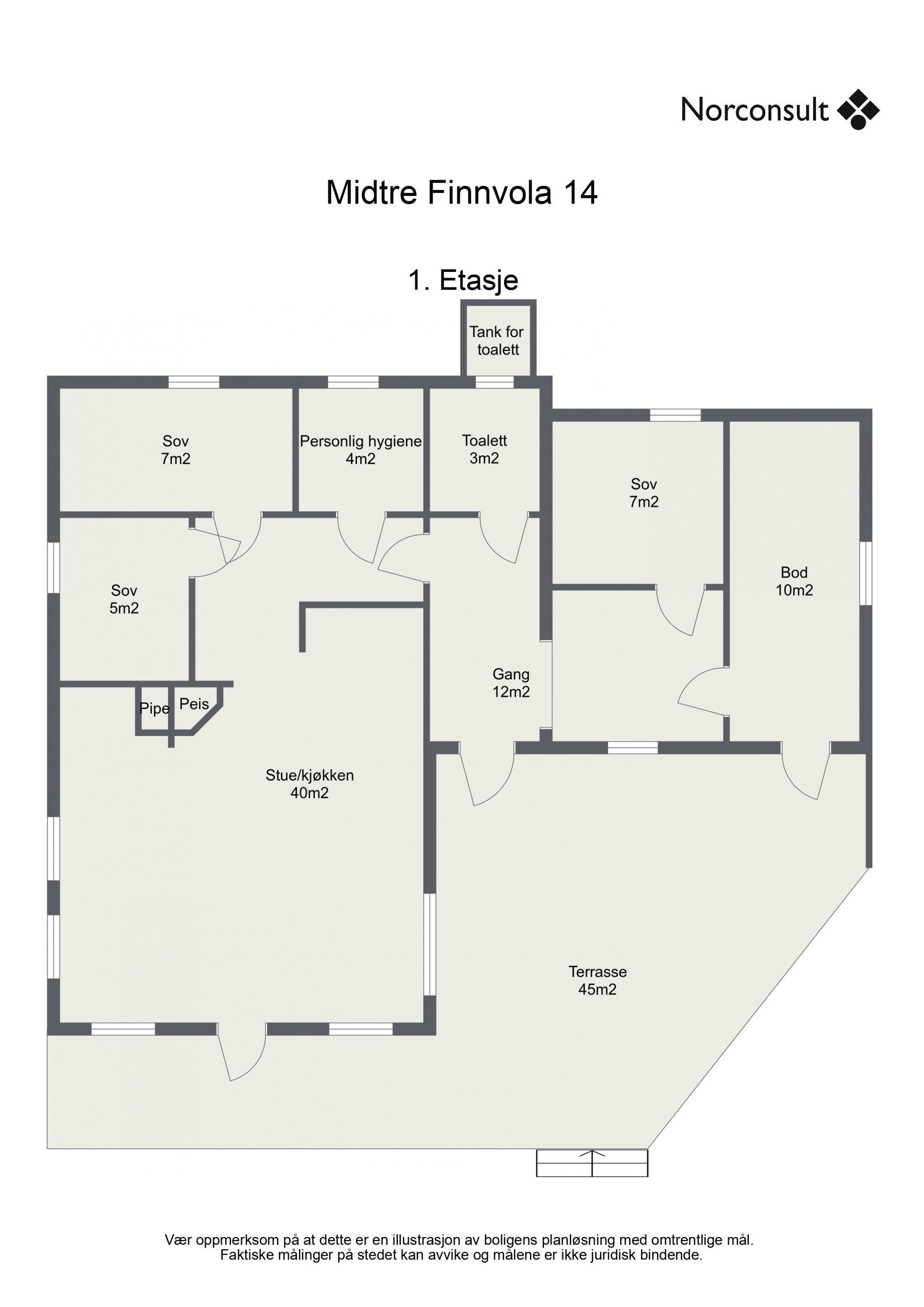 Planskisse 1.etg Midtre Finnvola Galleribilde