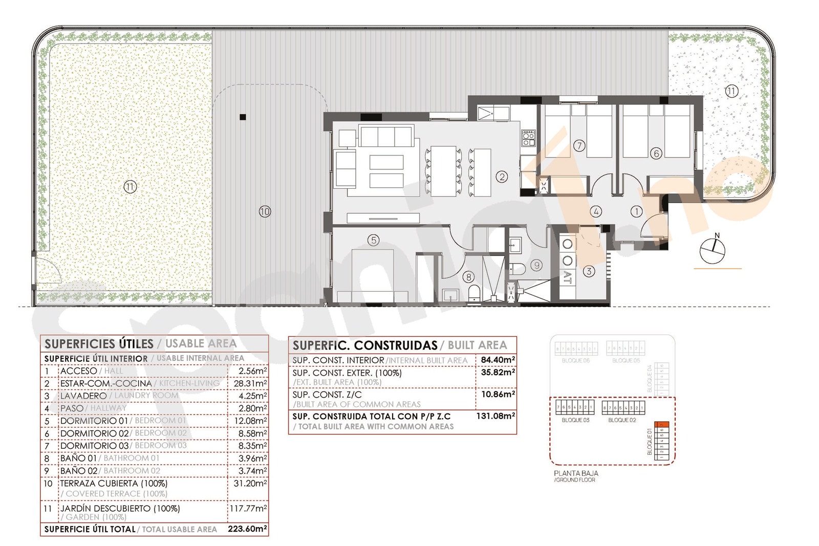 Plantegning leilighet på bakkeplan med 3 soverom Galleribilde