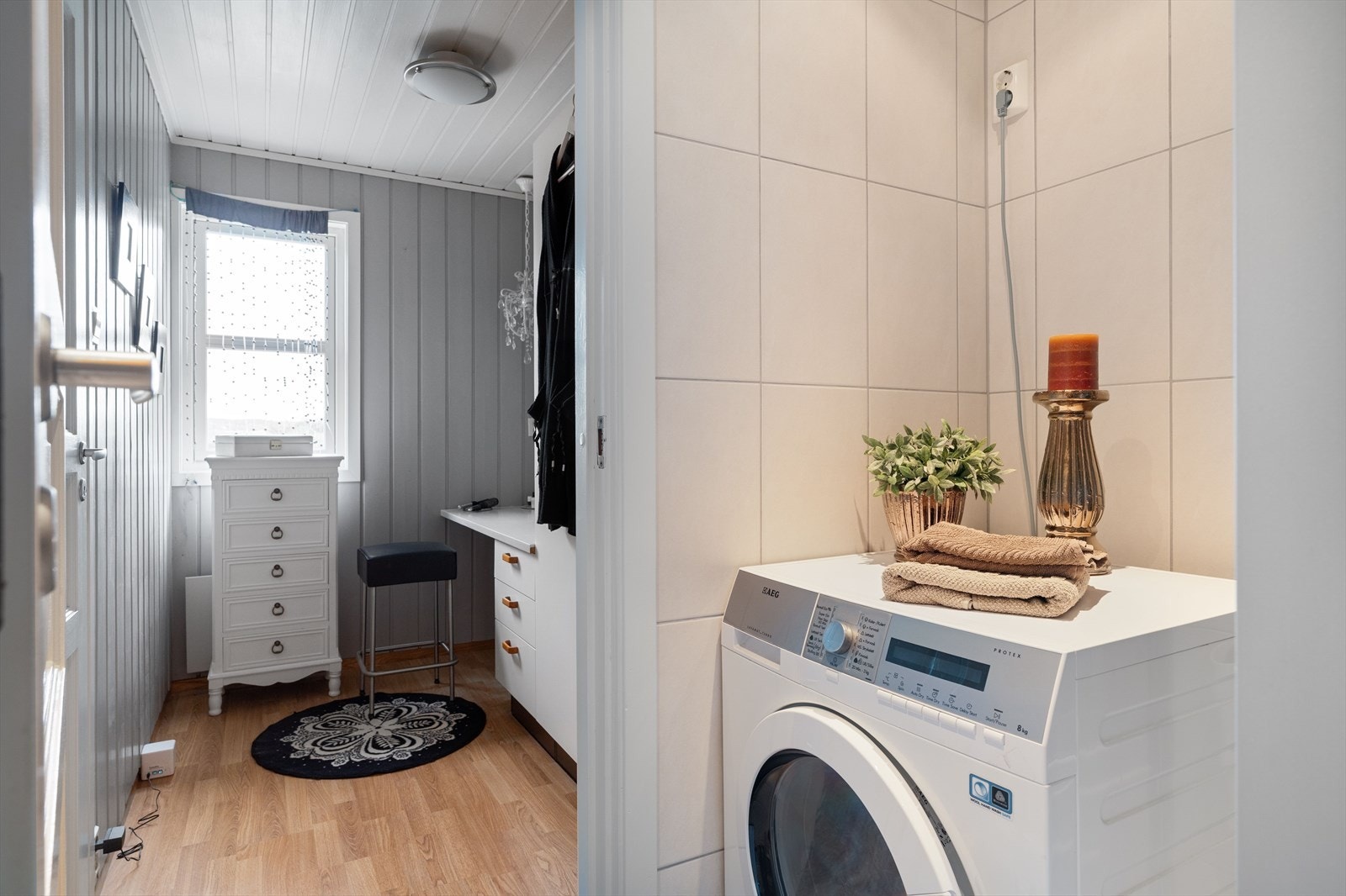 Fra badet har man tilgang til et praktisk rom som kan brukes som eksempelvis omkledningsrom. Galleribilde