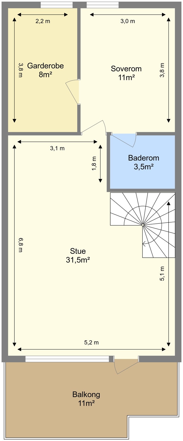 Planskisse 2. etasje. med arealer Galleribilde