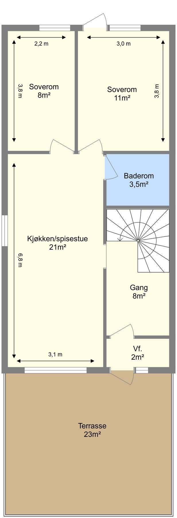 Planskisse 1. etasje. med arealer Galleribilde