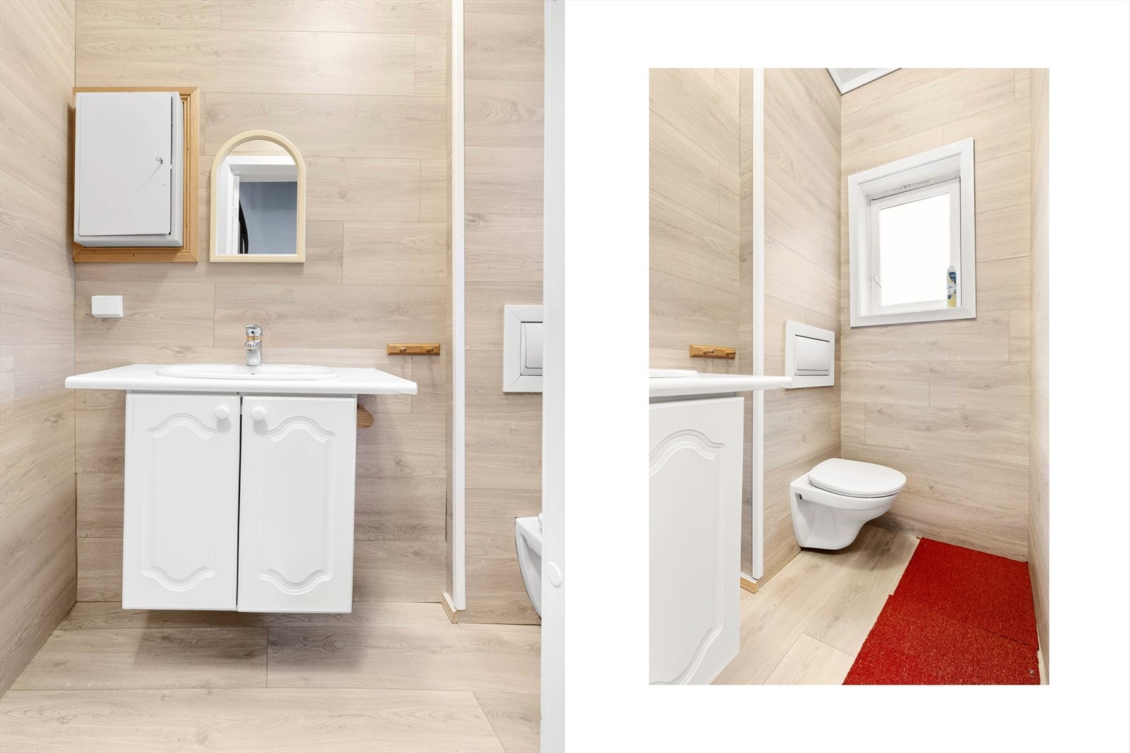 Det er separat toalettrom utstyrt med og wc og servant med møblement. Galleribilde