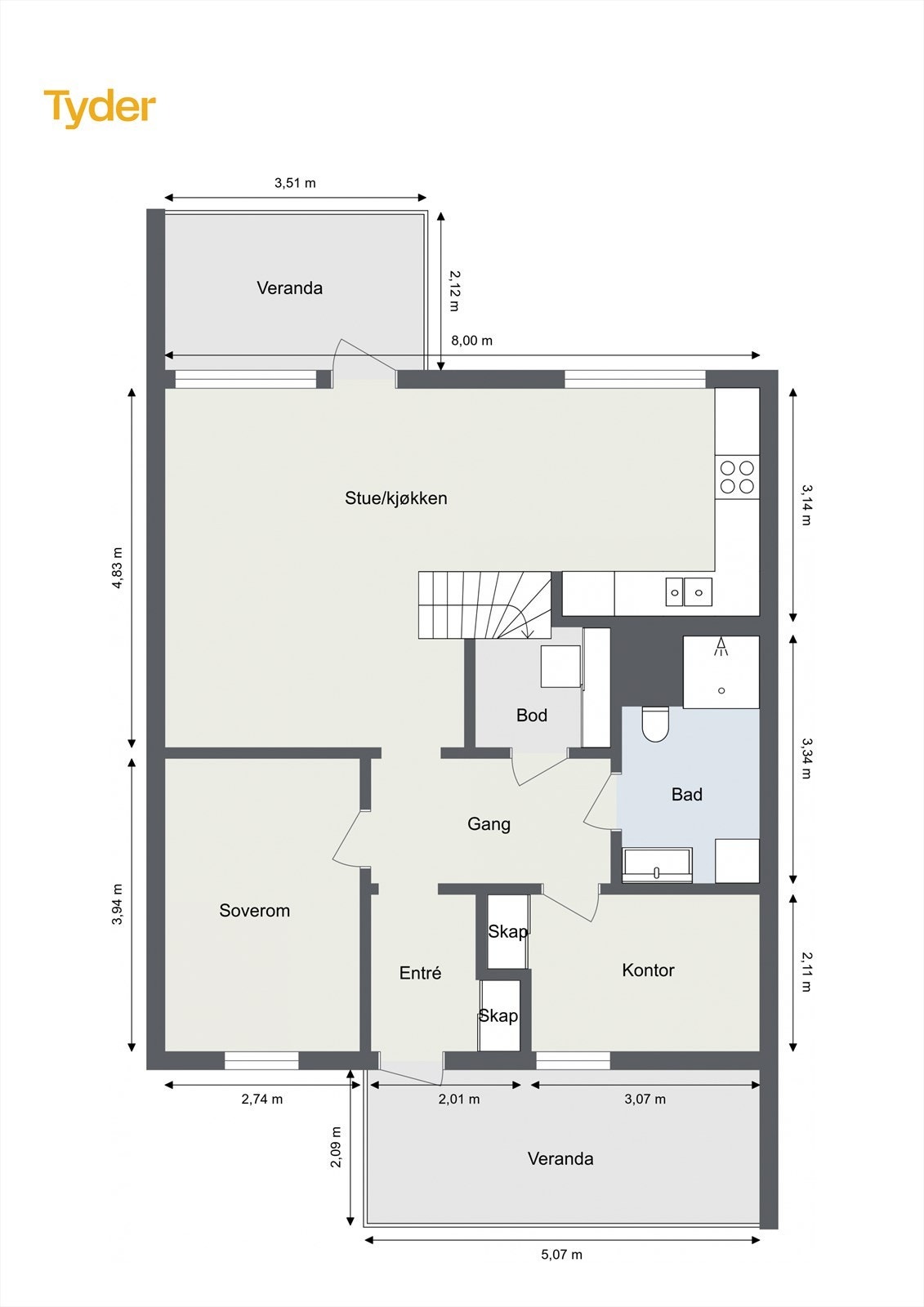 Planskisse hovedetasje. Galleribilde