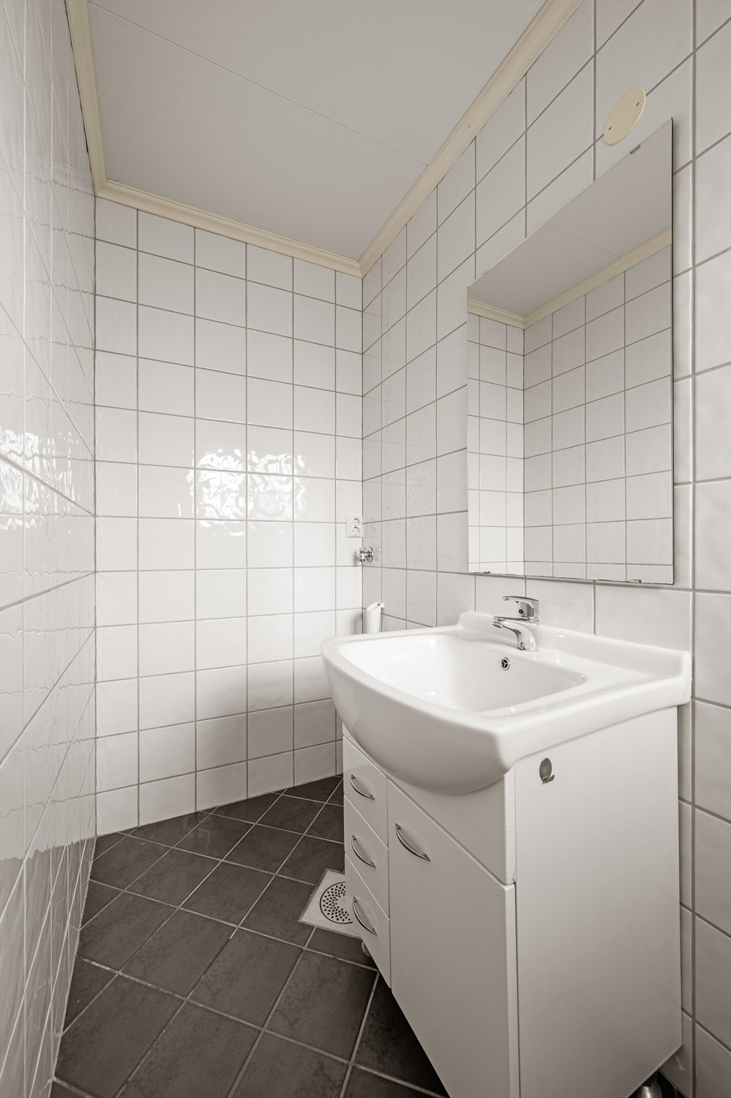 Toalett og vaskerom med opplegg til vaskemaskin i 1. etasje Galleribilde