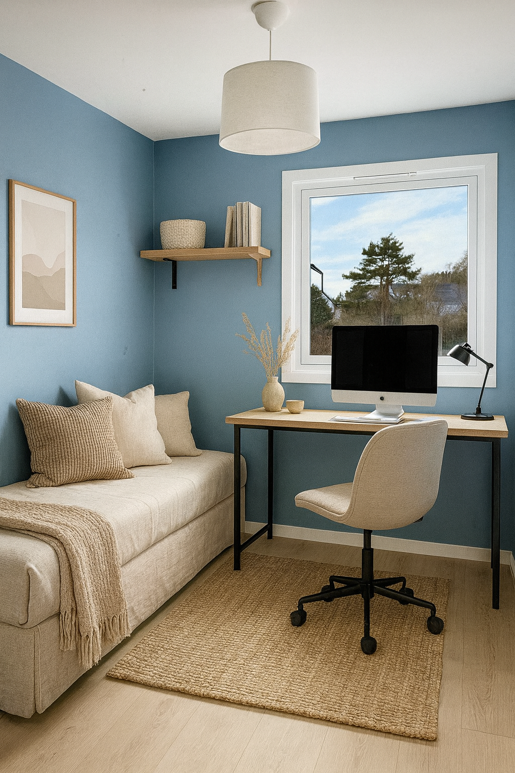 Soverom illustrert som kontor (digital styling) Galleribilde