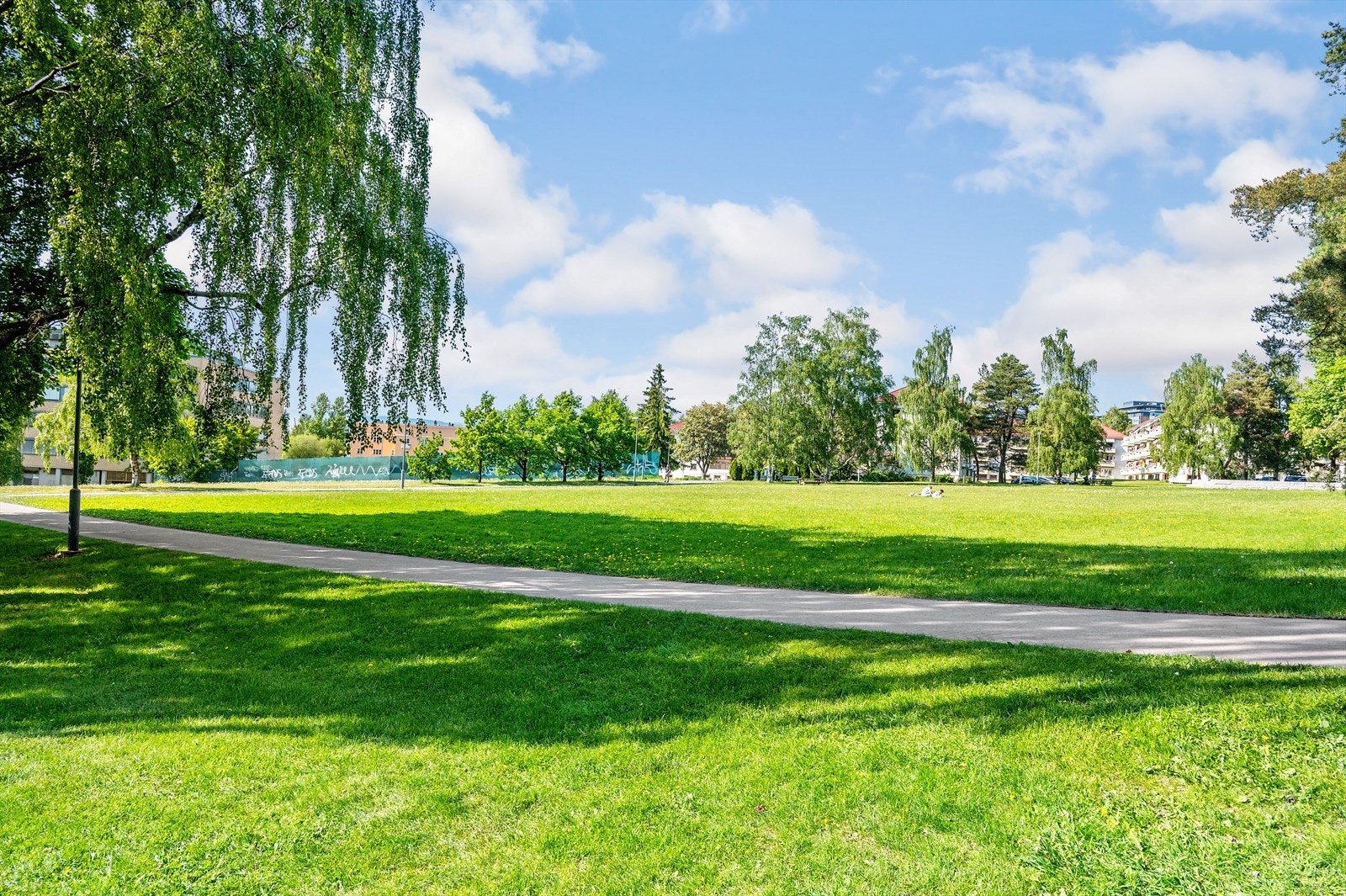 Store parkområder meg gangsti. Galleribilde