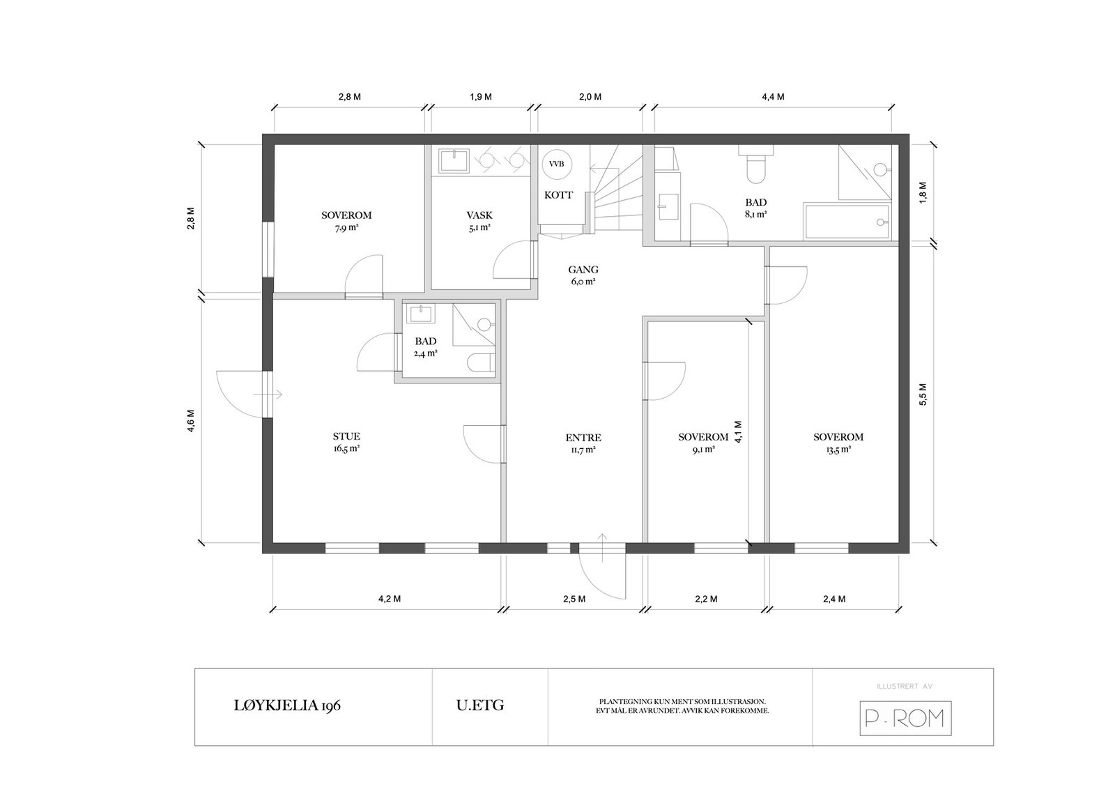 Underetasje med entré og flere innganger Galleribilde